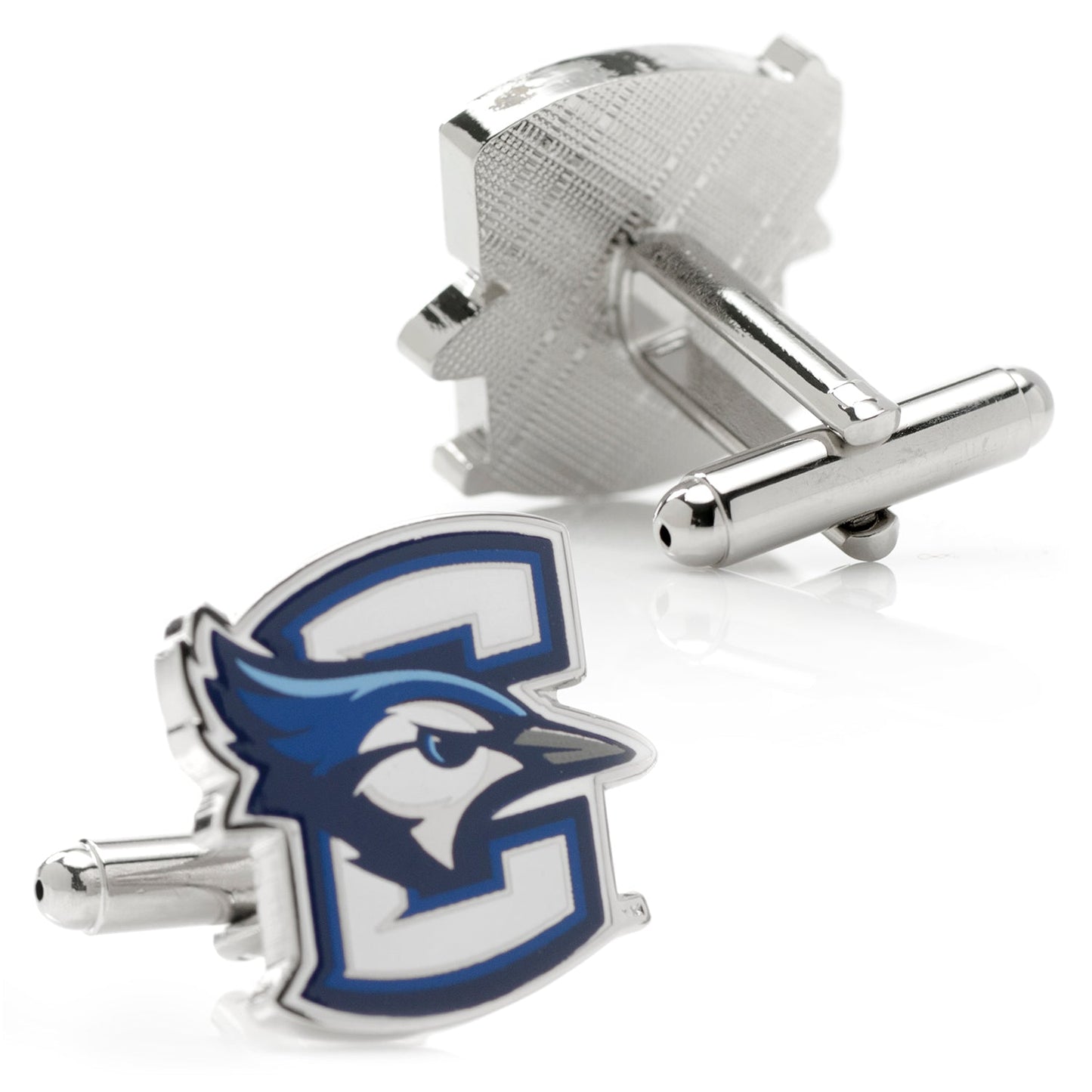 Display your school pride with NCAA Creighton University Cufflinks by Cufflinks.com, featuring a blue jay head and bold blue "C" on white. Officially licensed, they’re perfect for any dedicated fan.