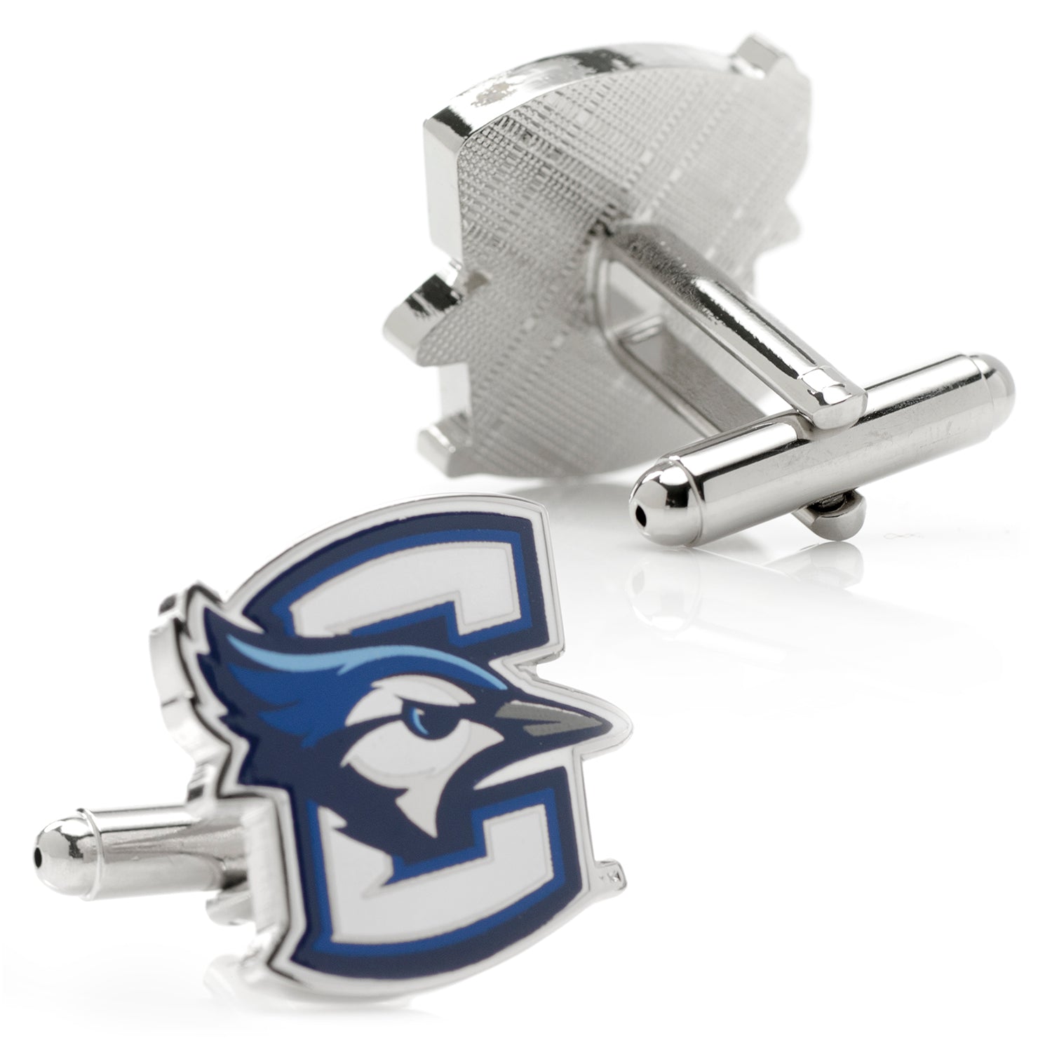 Display your school pride with NCAA Creighton University Cufflinks by Cufflinks.com, featuring a blue jay head and bold blue "C" on white. Officially licensed, they’re perfect for any dedicated fan.
