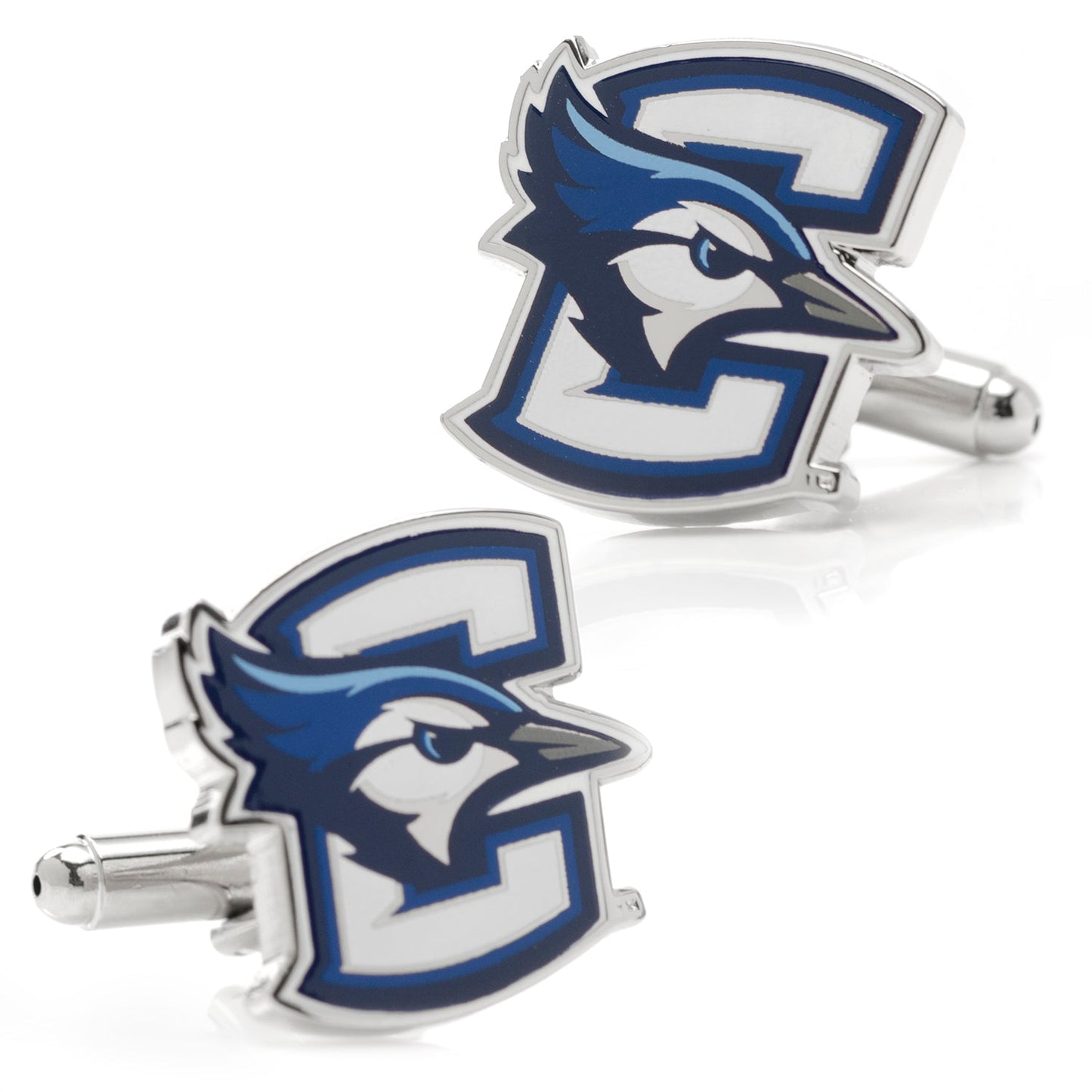 Display your school pride with NCAA Creighton University Cufflinks by Cufflinks.com, featuring a blue jay head and bold blue "C" on white. Officially licensed, they’re perfect for any dedicated fan.