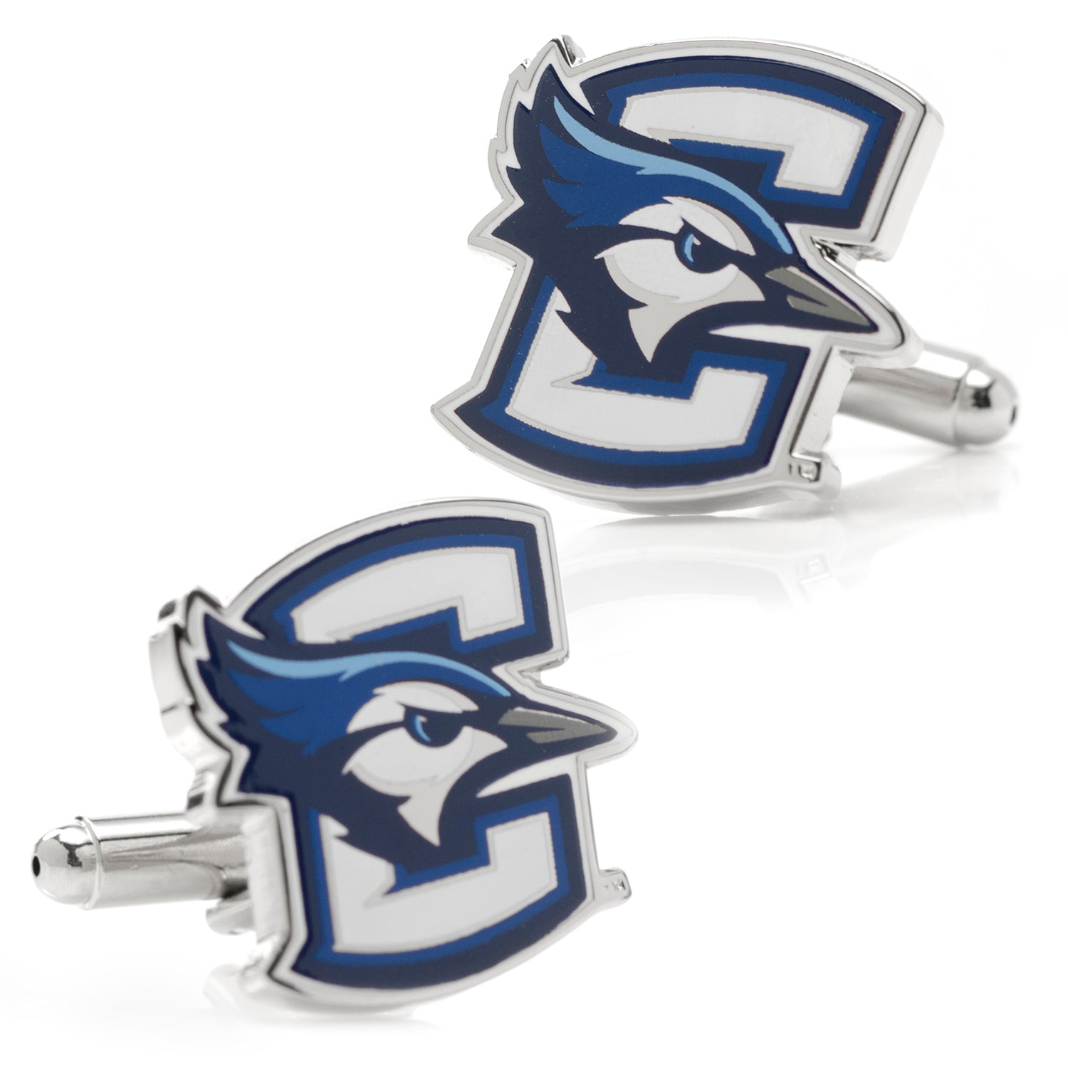 Display your school pride with NCAA Creighton University Cufflinks by Cufflinks.com, featuring a blue jay head and bold blue "C" on white. Officially licensed, they’re perfect for any dedicated fan.