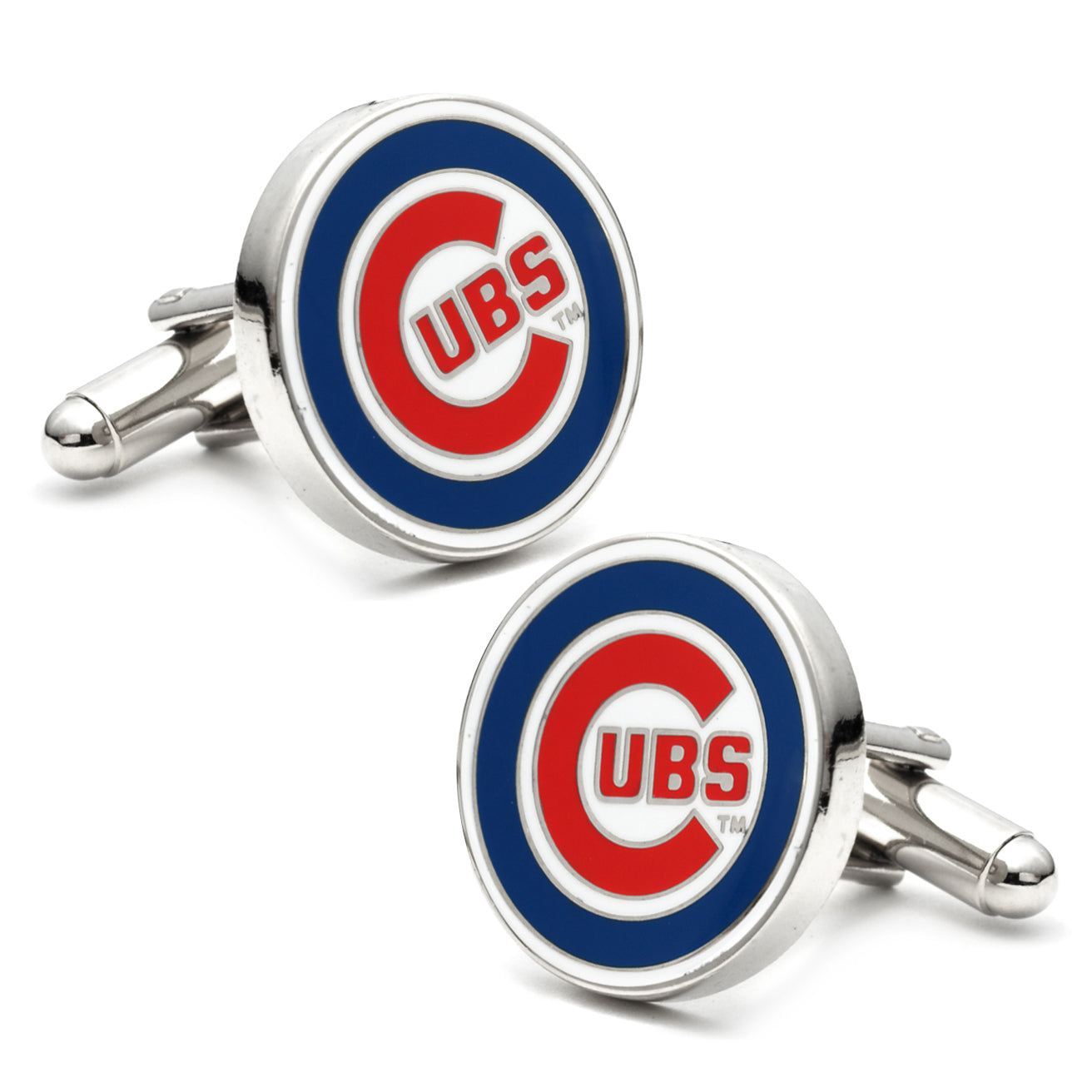 MLB Chicago Cubs Cufflinks by Cufflinks.com feature the team's logo—a red "CUBS" in a blue and red circle on white—making them the perfect, stylish accessory for any fan.
