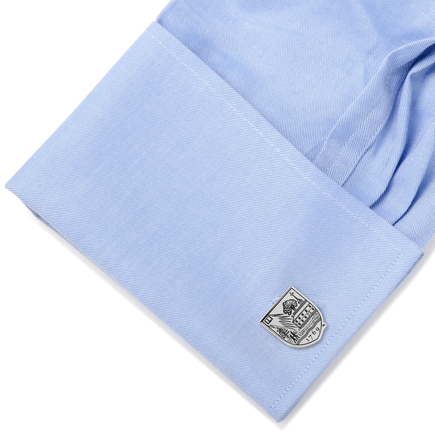Show your Dartmouth pride with NCAA Dartmouth College Cufflinks by Cufflinks.com—shield-shaped silver cufflinks engraved with a campus building, trees, and "1769" beneath the design.