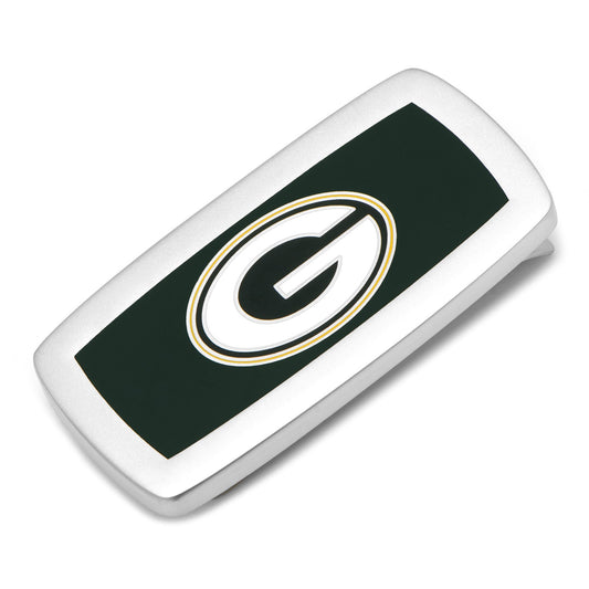 Show your team spirit with the NFL Green Bay Packers Cushion Money Clip by Cufflinks.com, featuring the team logo on a vibrant green background.