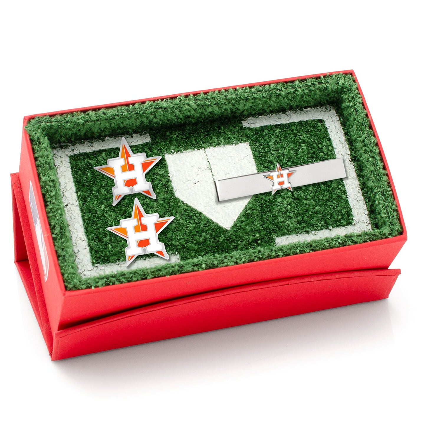 The MLB Houston Astros Cufflinks and Tie Bar Gift Set from Cufflinks.com features the team's orange and white star logo, making it a must-have accessory for any Astros fan.