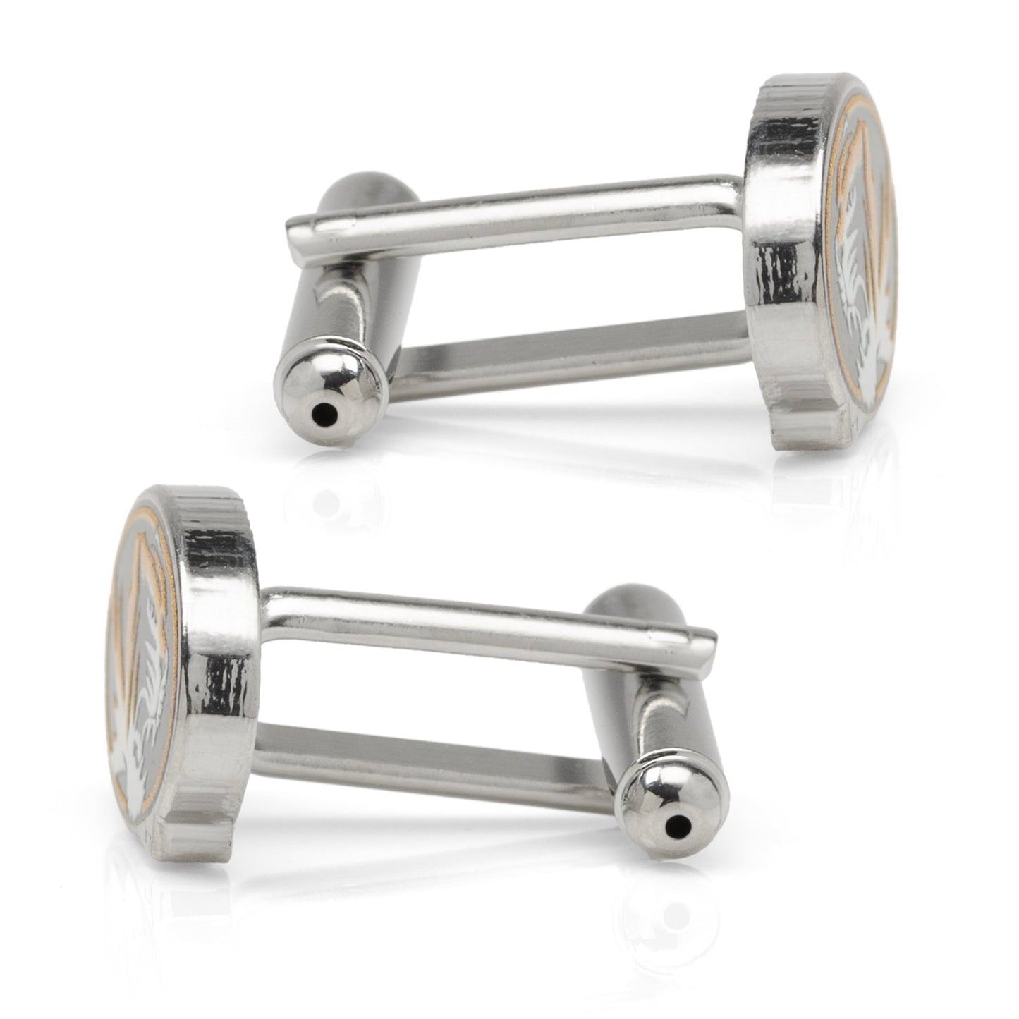 Display your school spirit with NCAA University of Missouri Tigers Cufflinks by Cufflinks.com, featuring the Tigers logo in black, gold, and white on a polished silver-tone base.