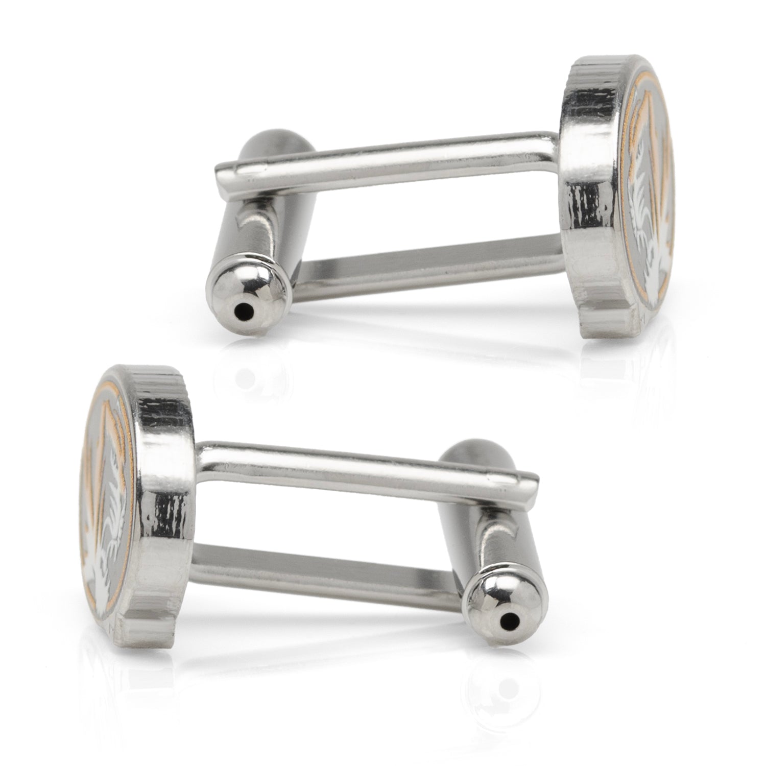 Display your school spirit with NCAA University of Missouri Tigers Cufflinks by Cufflinks.com, featuring the Tigers logo in black, gold, and white on a polished silver-tone base.