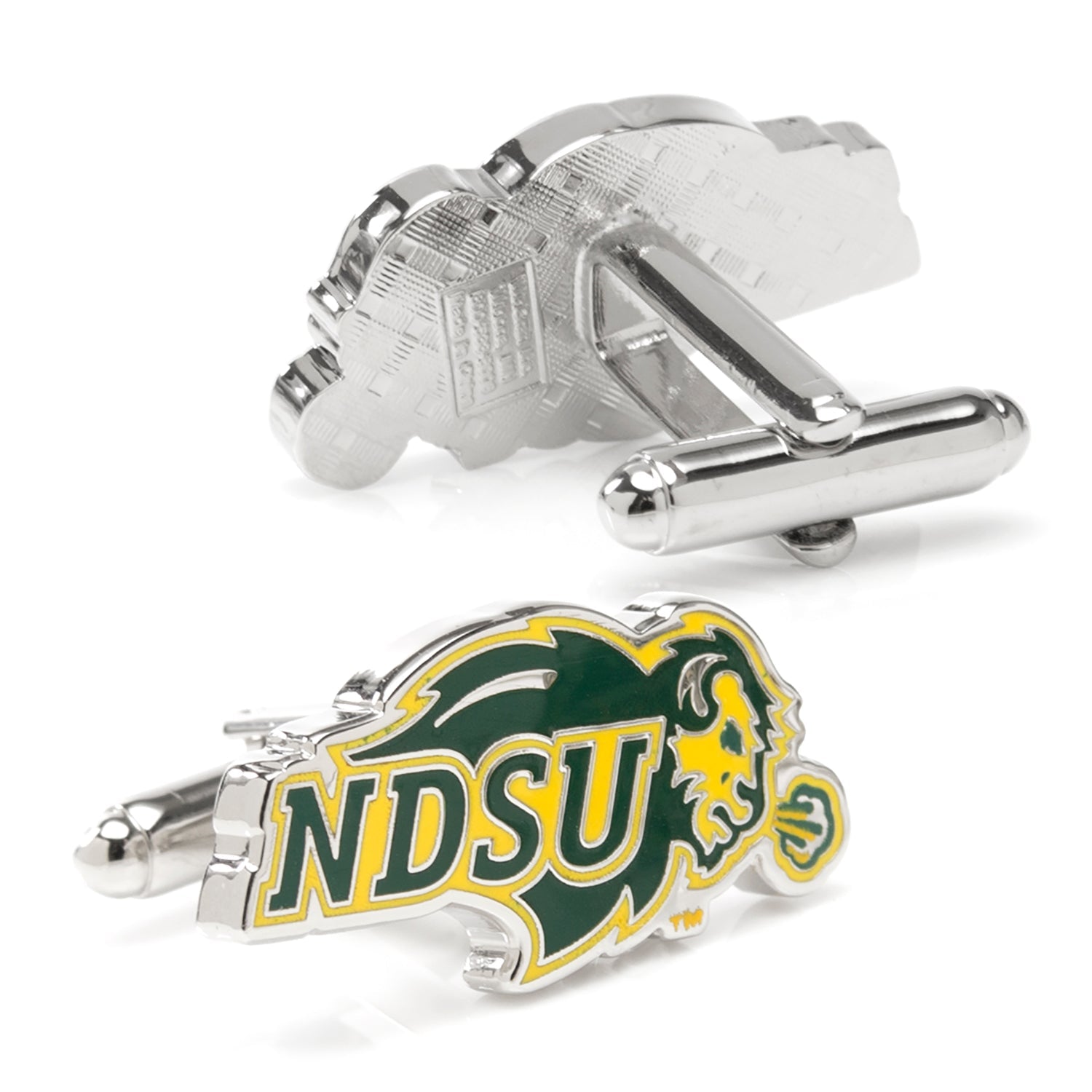 Show your NDSU pride with Cufflinks.com’s NCAA North Dakota State University Cufflinks, featuring the Bison logo in green, yellow, and white—ideal for fans and alumni seeking stylish collegiate accessories.