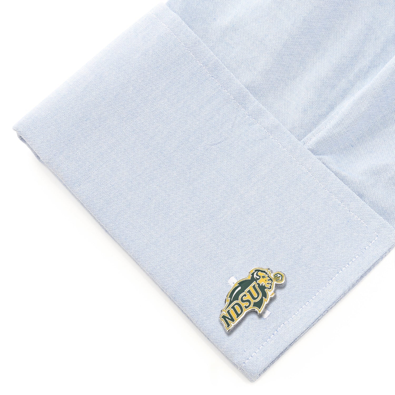 Show your NDSU pride with Cufflinks.com’s NCAA North Dakota State University Cufflinks, featuring the Bison logo in green, yellow, and white—ideal for fans and alumni seeking stylish collegiate accessories.