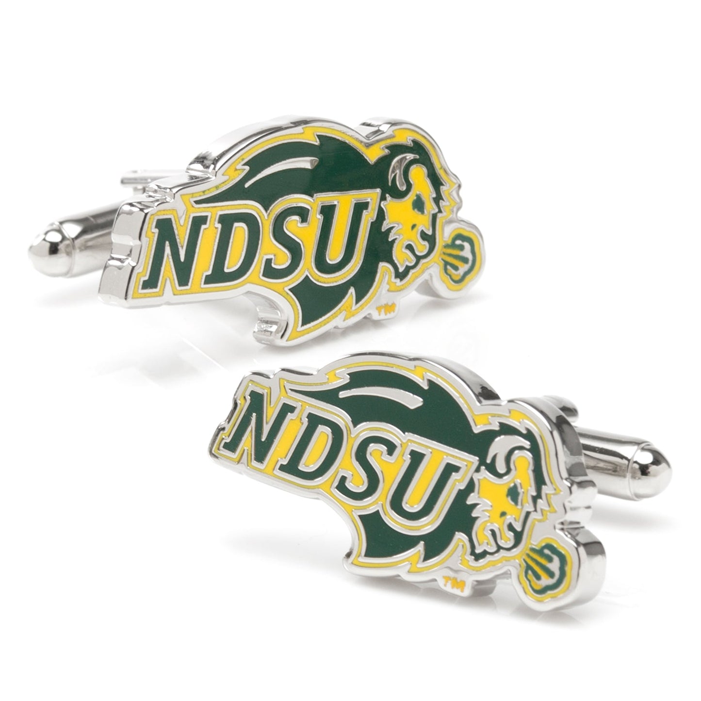 Show your NDSU pride with Cufflinks.com’s NCAA North Dakota State University Cufflinks, featuring the Bison logo in green, yellow, and white—ideal for fans and alumni seeking stylish collegiate accessories.