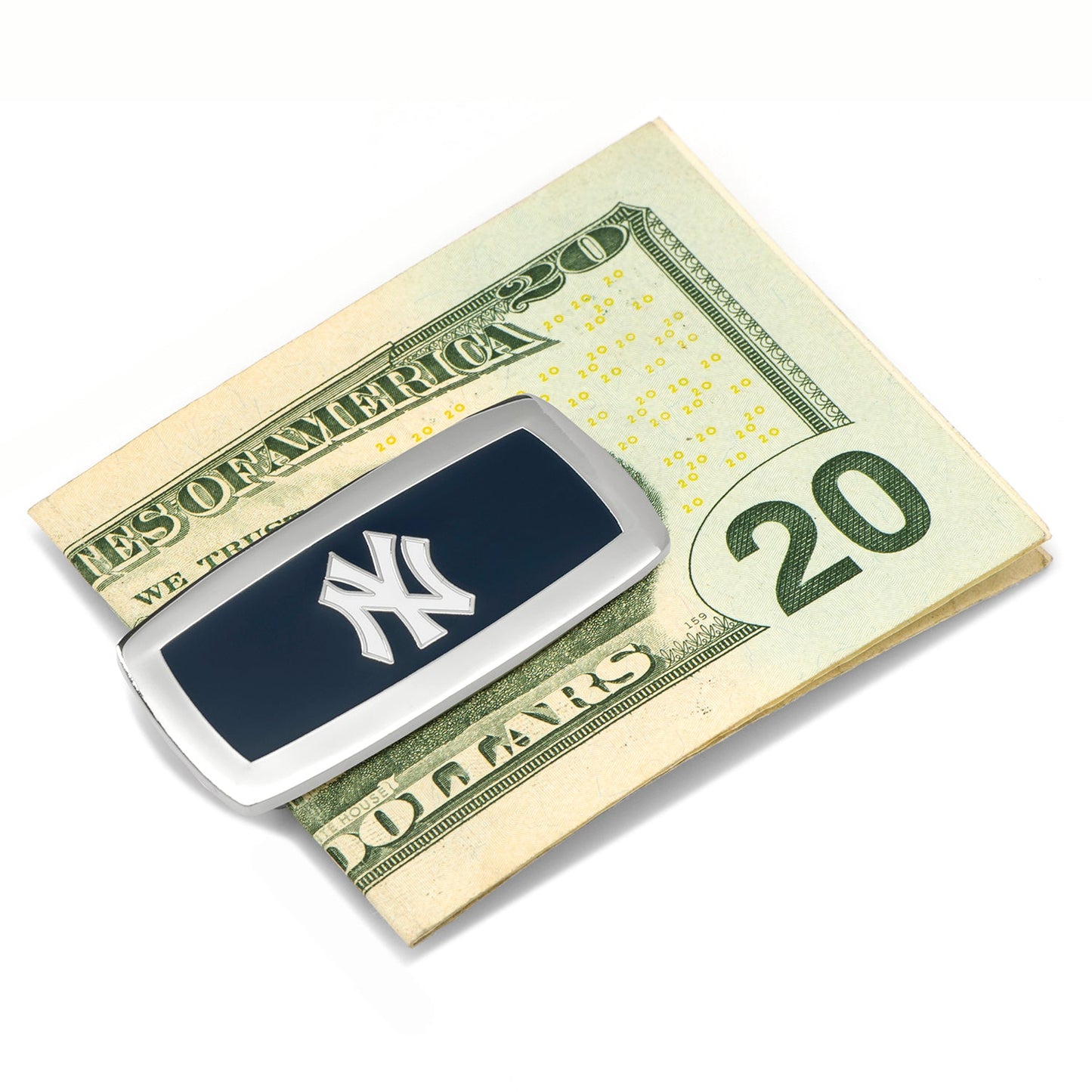 The MLB New York Yankees Cushion Money Clip by Cufflinks.com features the team logo on a dark blue rectangular background—an officially licensed accessory ideal for any Yankees fan.
