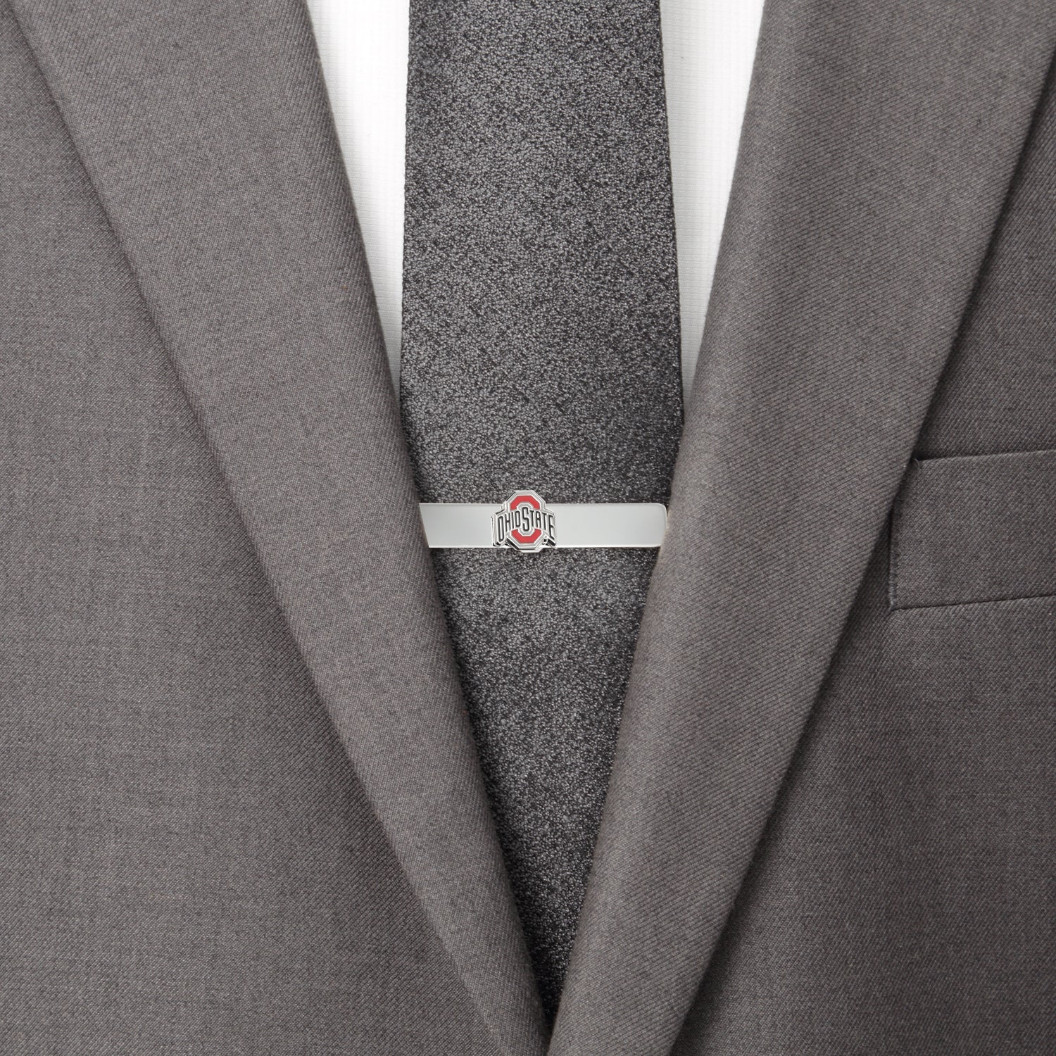 Display your school spirit with the NCAA Ohio State University Buckeyes Tie Bar by Cufflinks.com, featuring a silver finish and bold red and gray logo—an ideal addition to any Buckeyes tie bar collection.