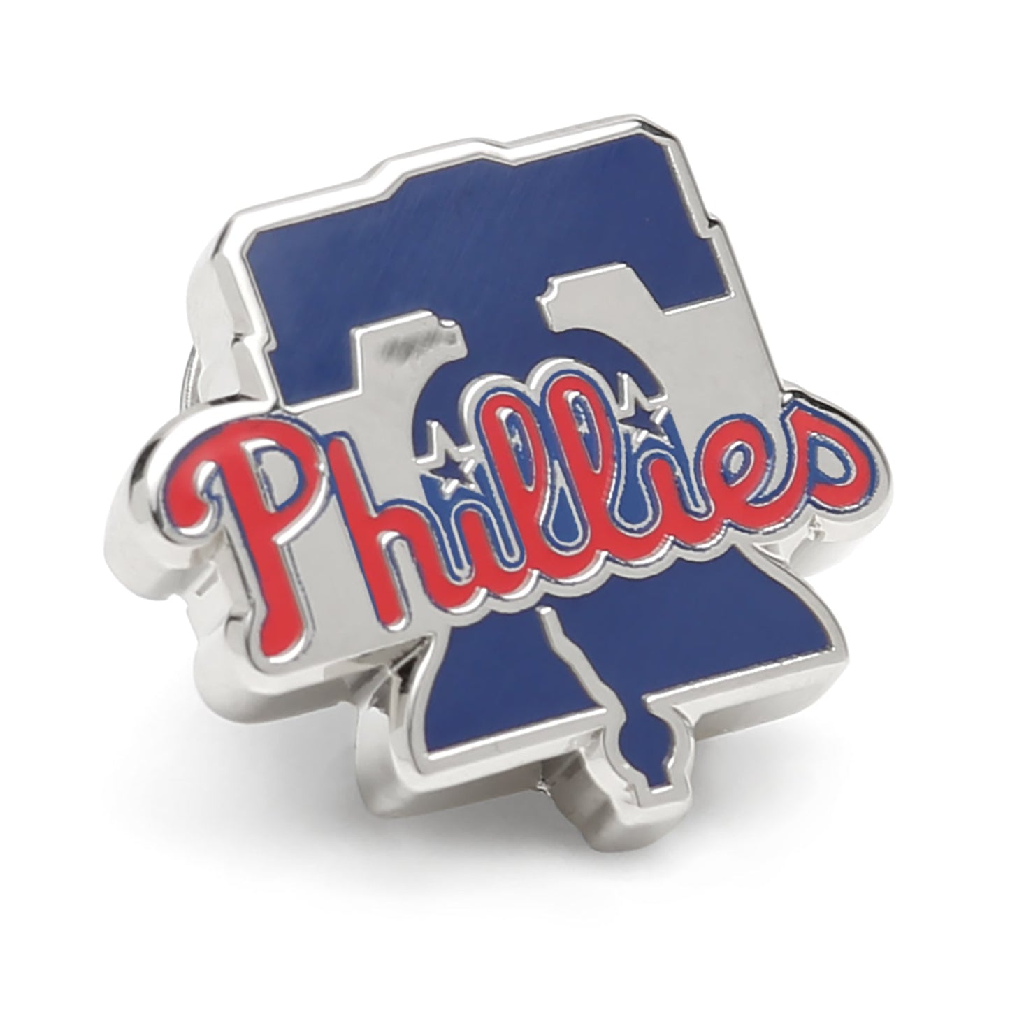 Show off your team pride with the MLB Philadelphia Phillies Lapel Pin from Cufflinks.com, featuring the iconic team's red script logo over a blue Liberty Bell—perfect for any fan’s collection.