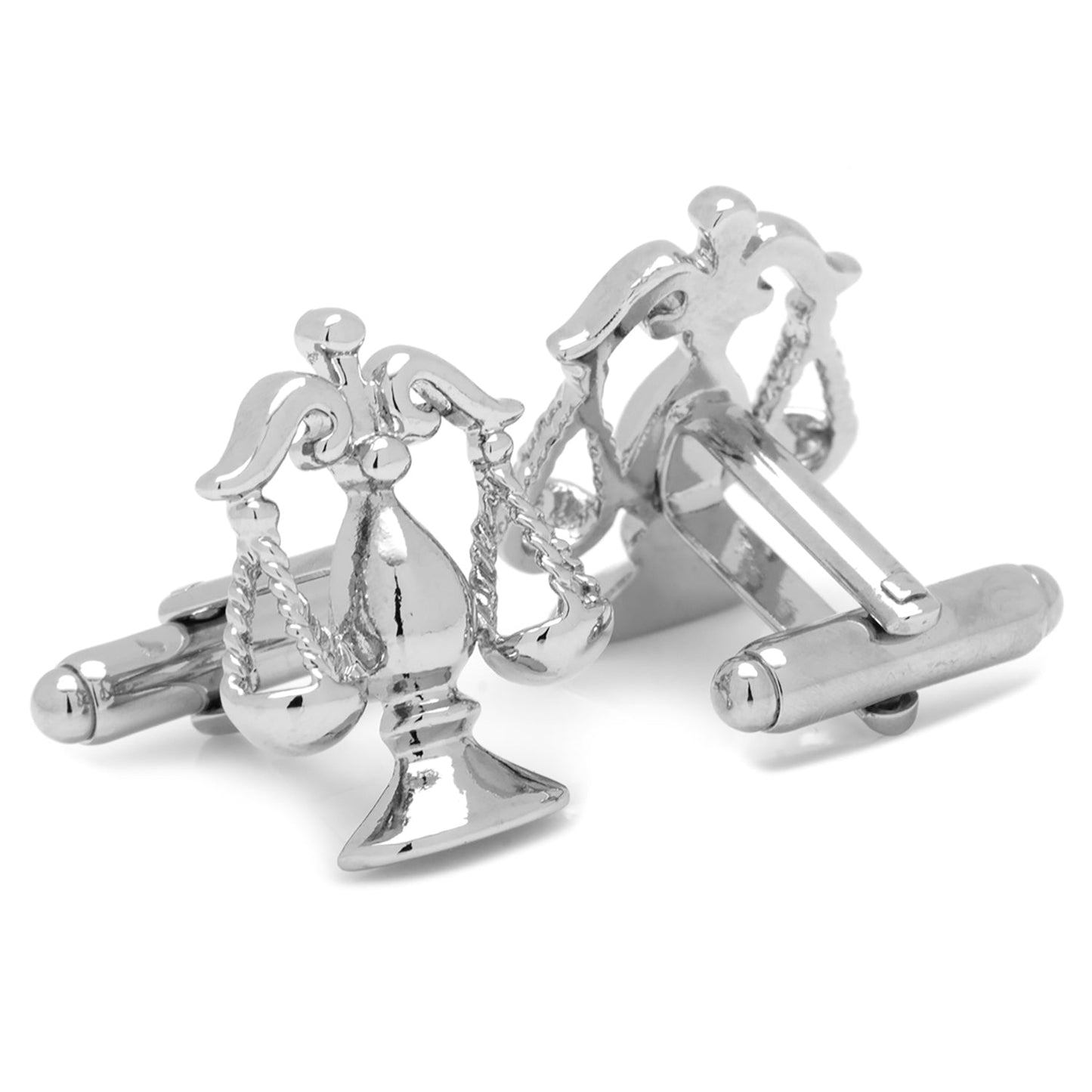 Silver Scales of Justice Cufflinks by Cufflinks.com—crafted with balanced weighing pans and elegant details, these silver accessories are perfect for anyone in the legal profession.