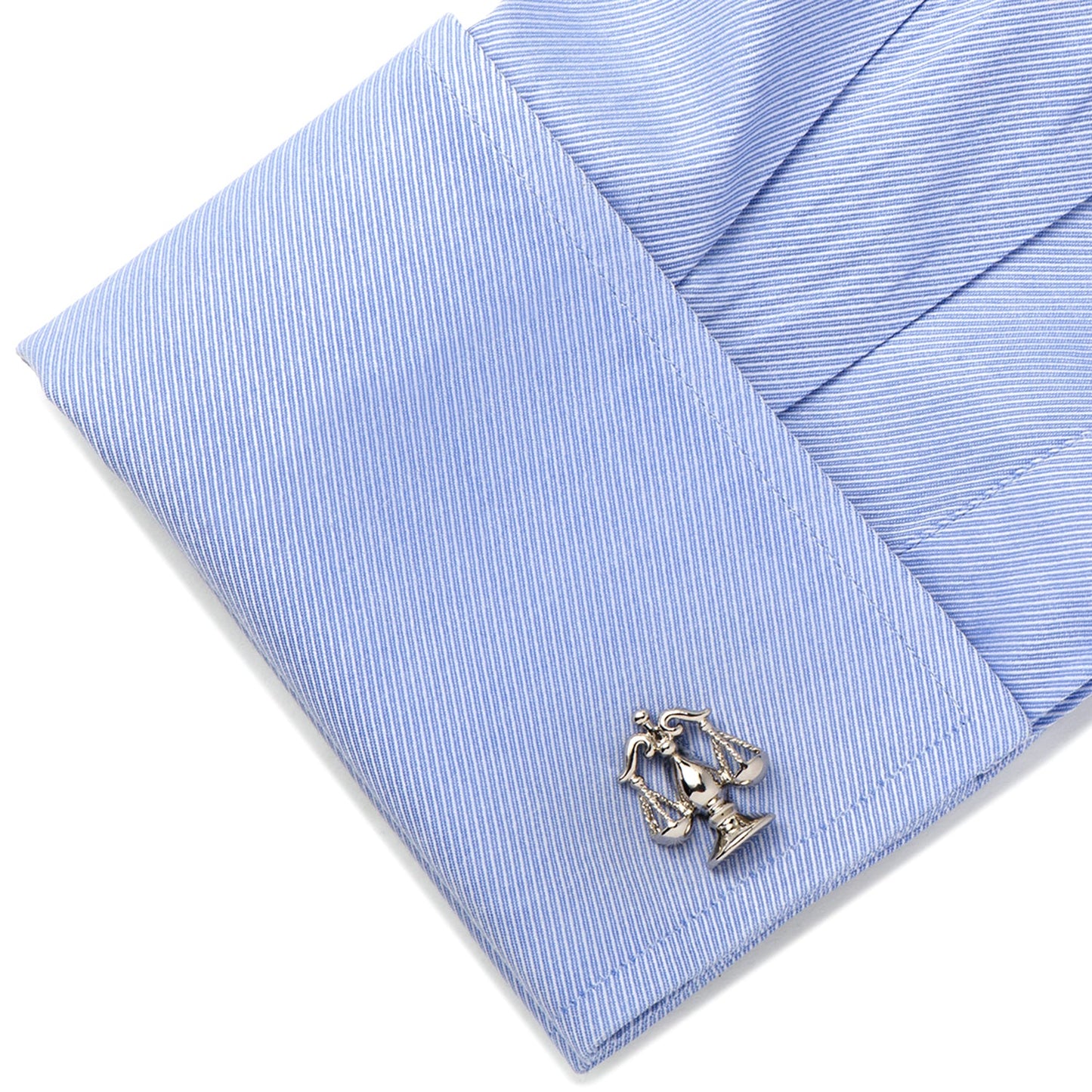 Silver Scales of Justice Cufflinks by Cufflinks.com—crafted with balanced weighing pans and elegant details, these silver accessories are perfect for anyone in the legal profession.