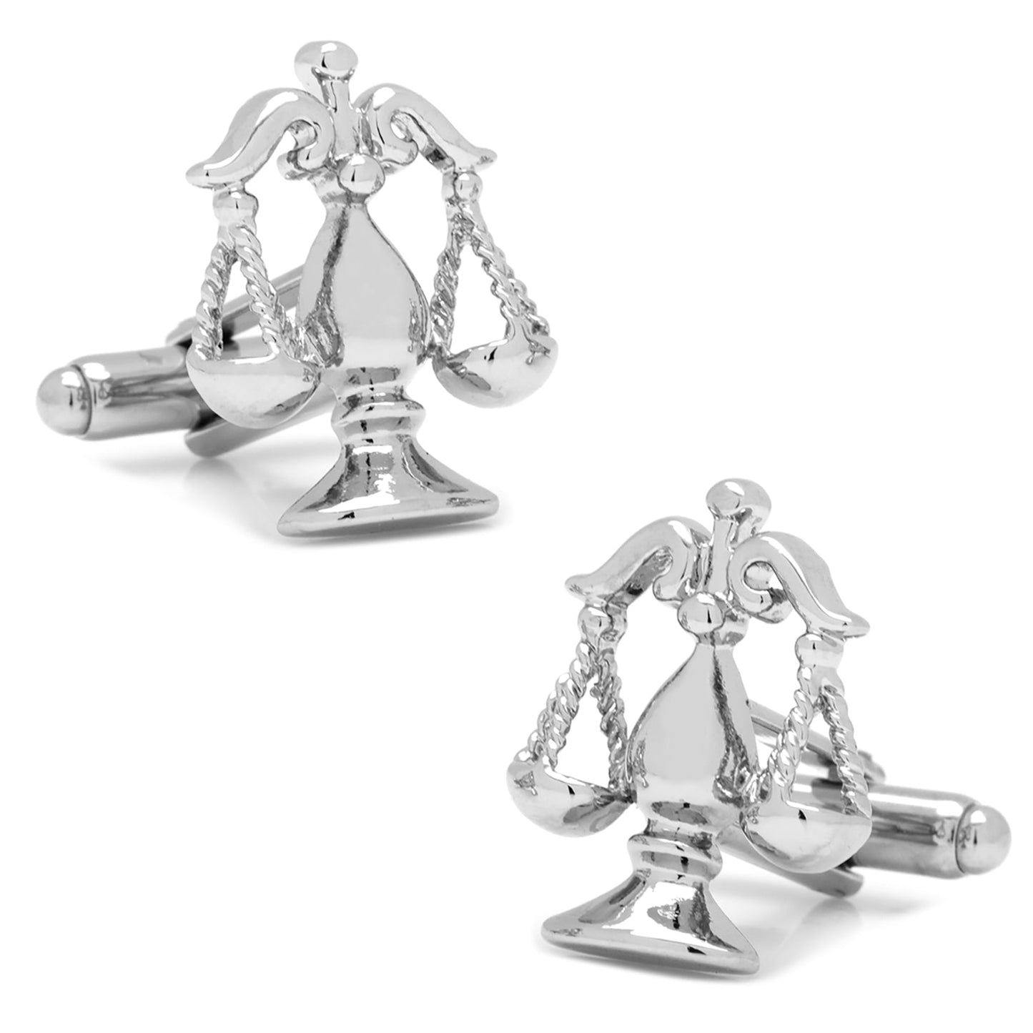 Silver Scales of Justice Cufflinks by Cufflinks.com—crafted with balanced weighing pans and elegant details, these silver accessories are perfect for anyone in the legal profession.