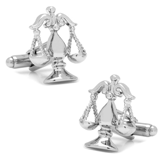 Silver Scales of Justice Cufflinks by Cufflinks.com—crafted with balanced weighing pans and elegant details, these silver accessories are perfect for anyone in the legal profession.