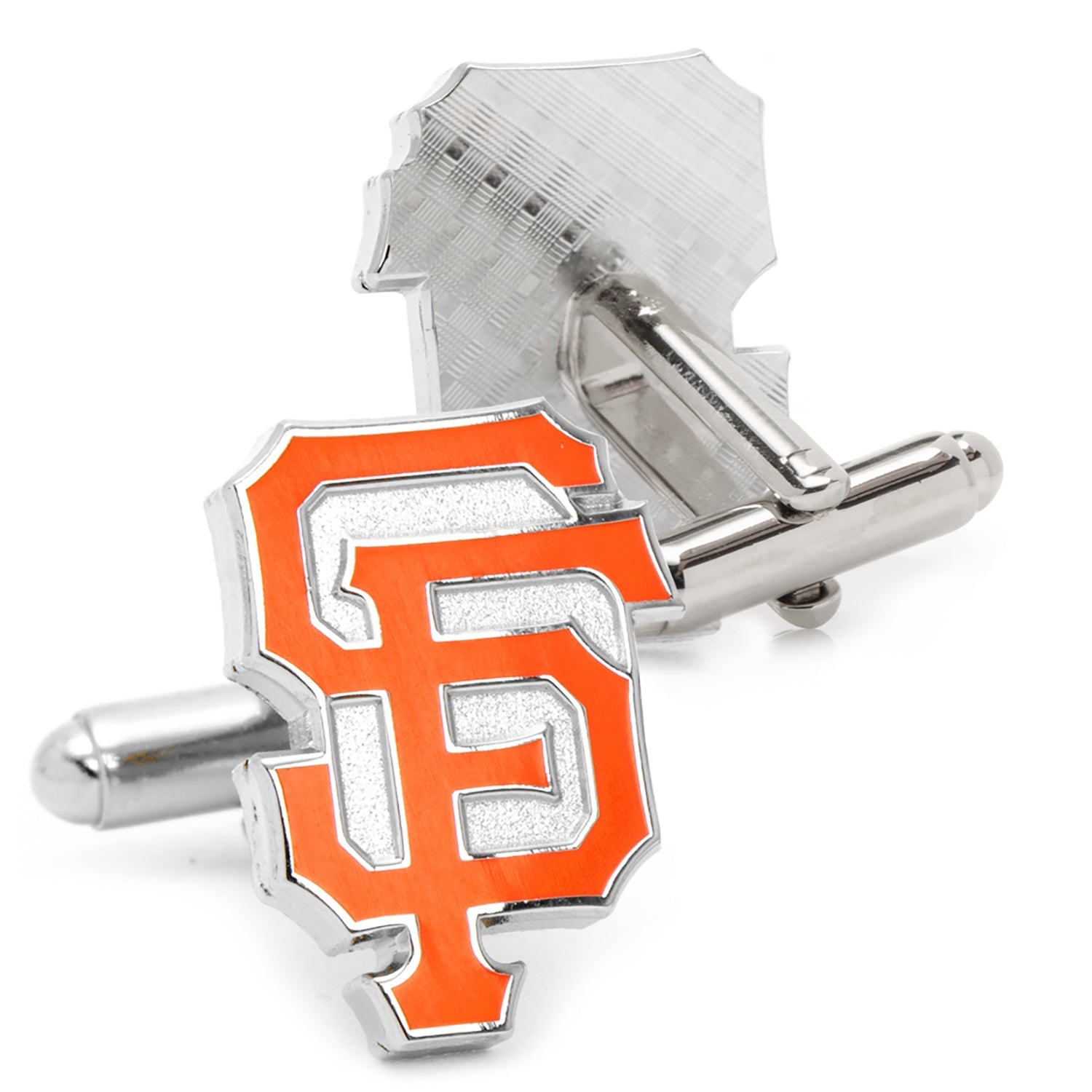 MLB San Francisco Giants Cufflinks by Cufflinks.com feature the iconic orange "SF" logo on a silver base—ideal for fans and collectors.