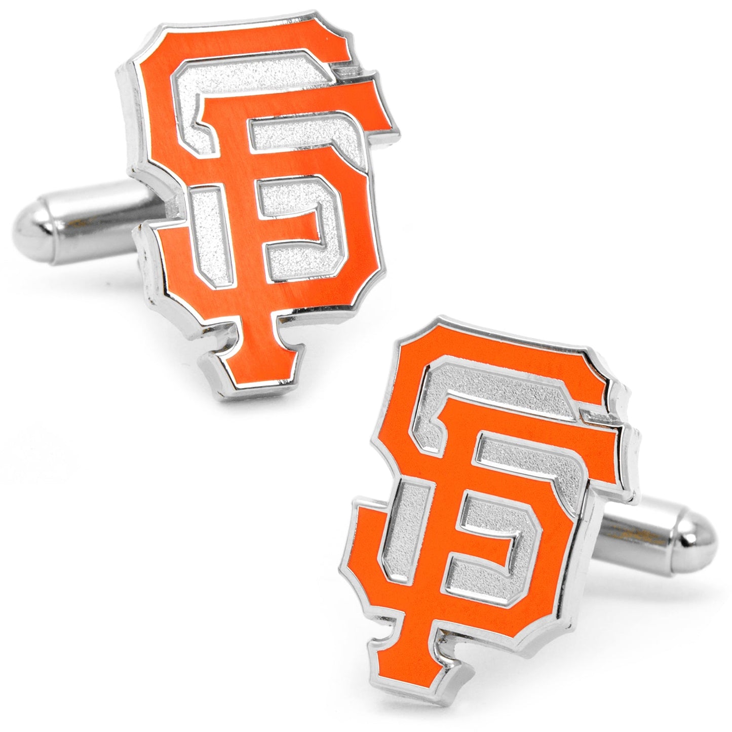 MLB San Francisco Giants Cufflinks by Cufflinks.com feature the iconic orange "SF" logo on a silver base—ideal for fans and collectors.