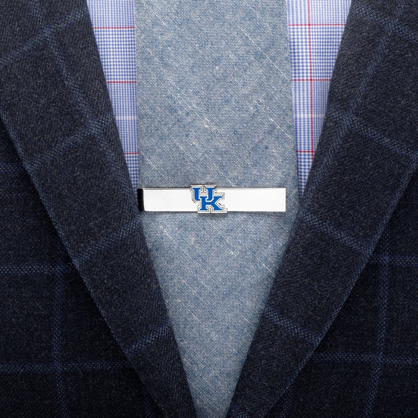 Show your school spirit with the NCAA University of Kentucky Cufflinks and Tie Bar Gift Set from Cufflinks.com, featuring matching cufflinks and a tie bar adorned with the blue and white "UK" logo on a crisp white background.