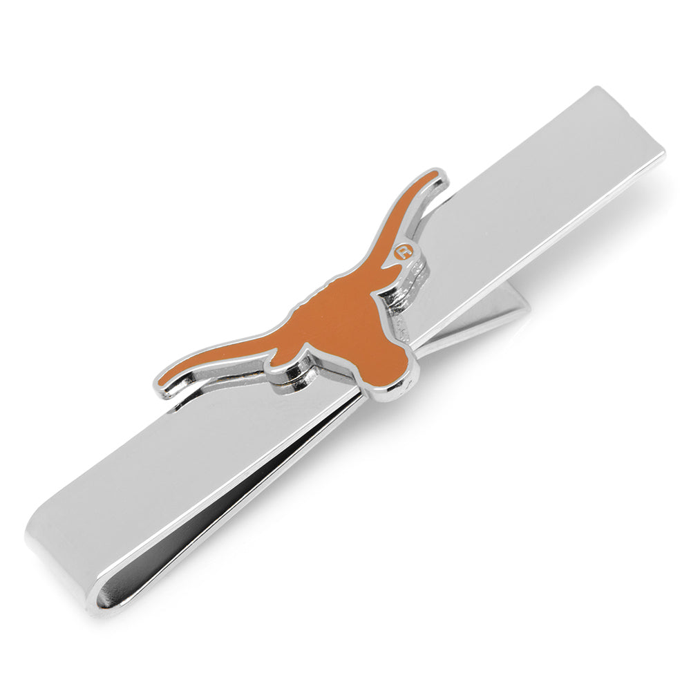 The NCAA University of Texas Longhorns Tie Bar by Cufflinks.com showcases a silver finish with an orange longhorn emblem on the front.