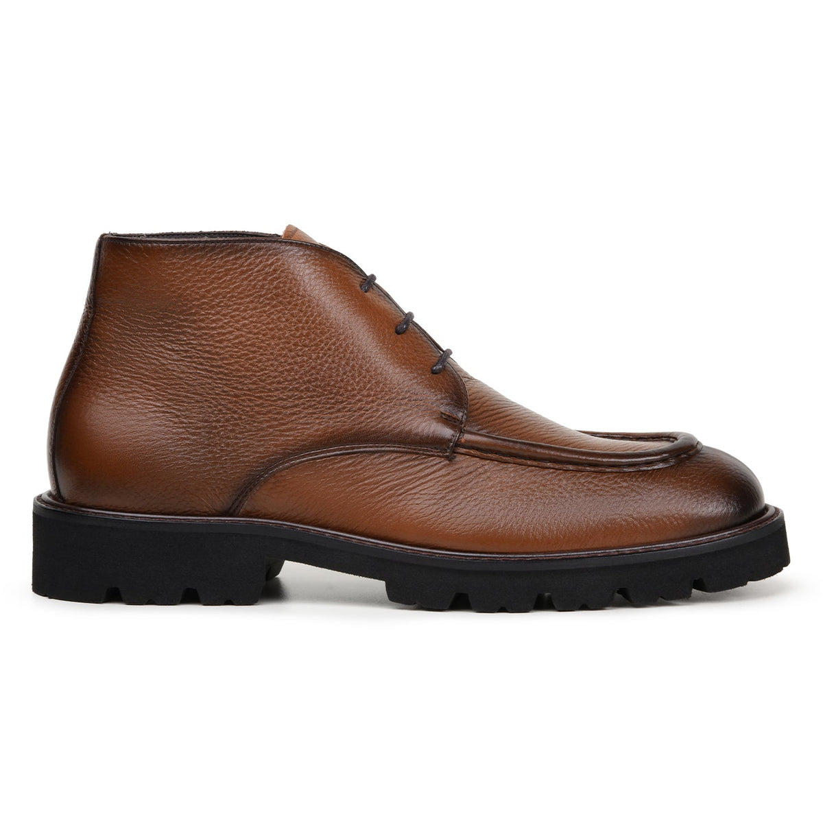 Belvedere - Rinaldo, Genuine Deerskin Upper Chukka Boots in tan, featuring dark brown laces and an ultra light lug sole.