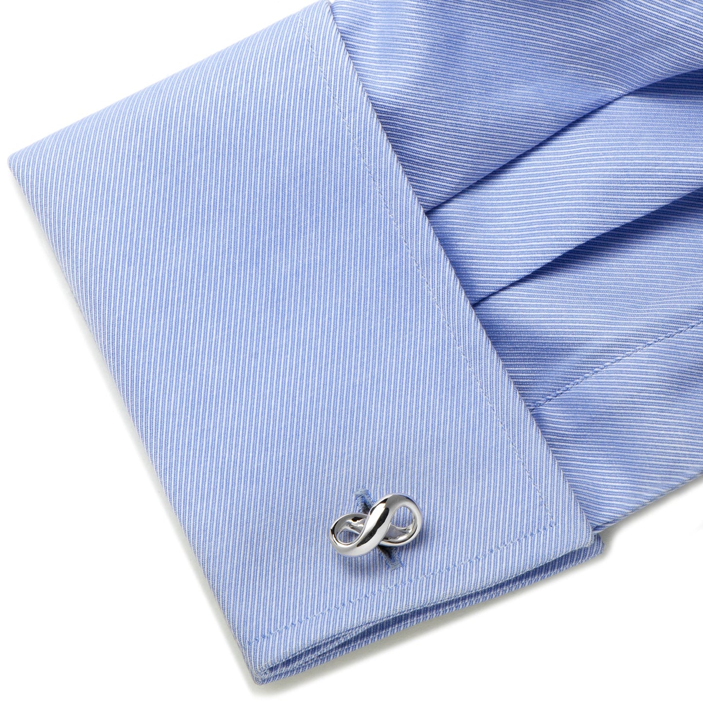 Infinity Symbol Cufflinks by Cufflinks.com: Polished sterling silver cufflinks featuring a classic infinity symbol design.