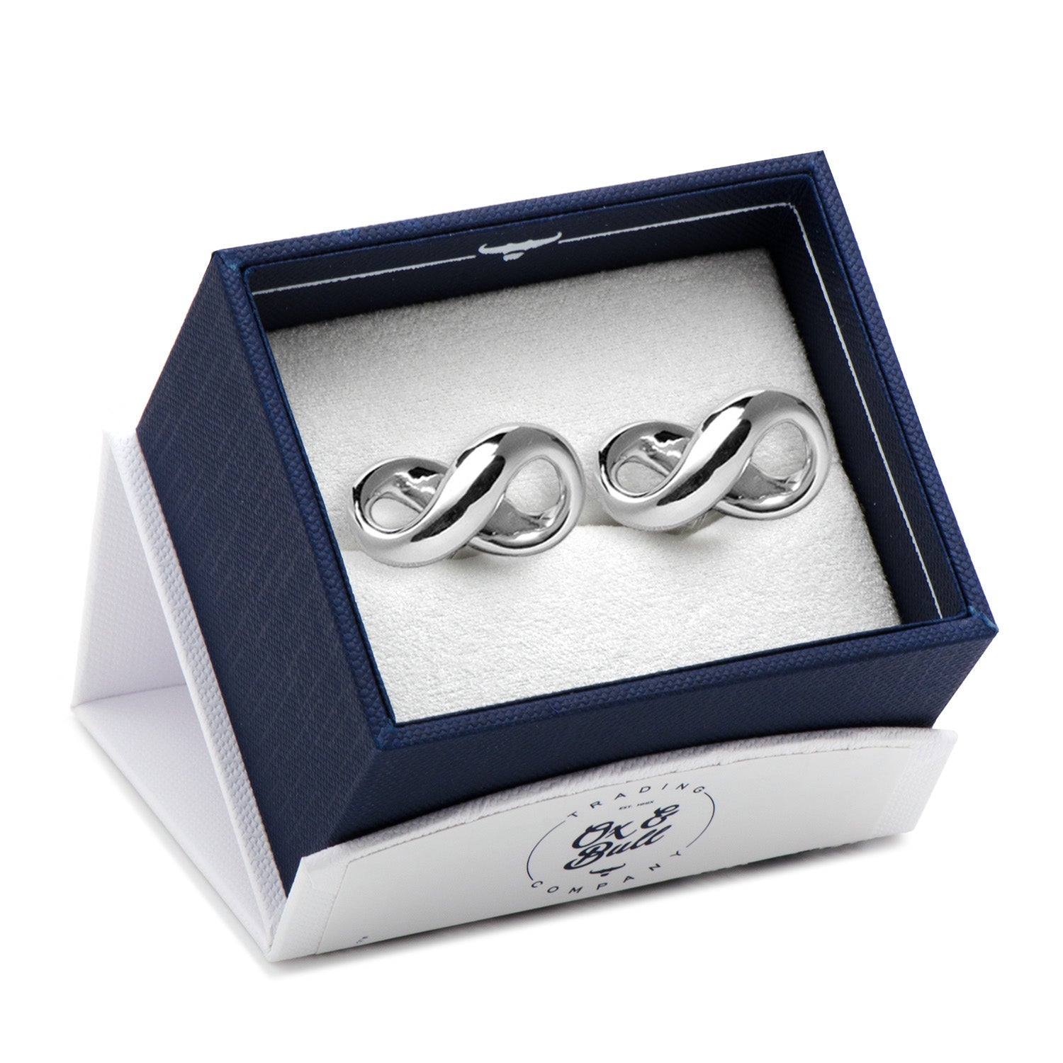 Infinity Symbol Cufflinks by Cufflinks.com: Polished sterling silver cufflinks featuring a classic infinity symbol design.