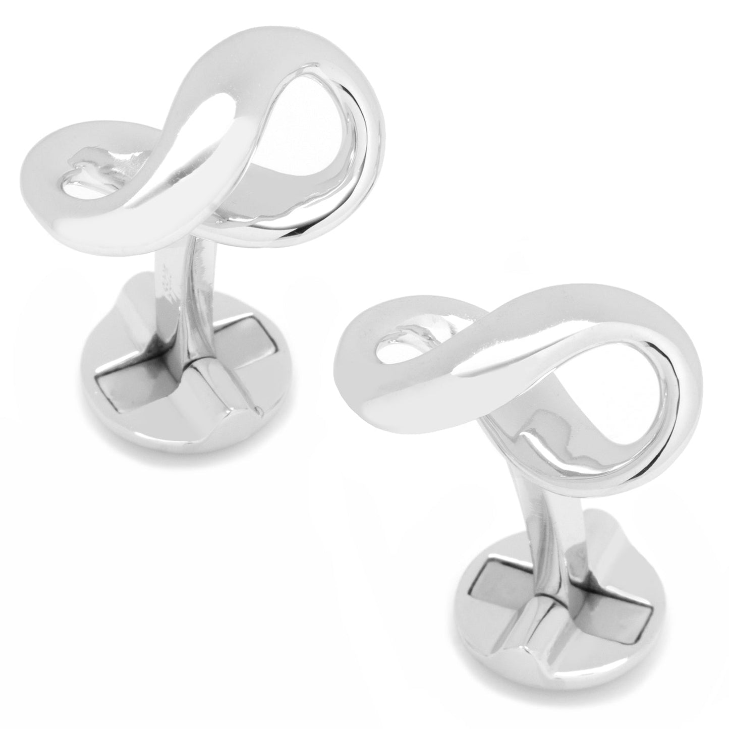 Infinity Symbol Cufflinks by Cufflinks.com: Polished sterling silver cufflinks featuring a classic infinity symbol design.