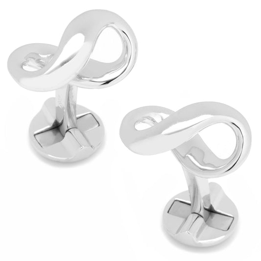 Infinity Symbol Cufflinks by Cufflinks.com: Polished sterling silver cufflinks featuring a classic infinity symbol design.