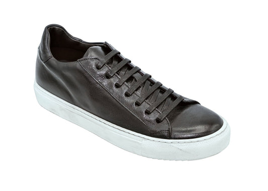 A single GIOVACCHINI Ricardo Black Nappa Sneaker with a white rubber sole is shown on a white background.