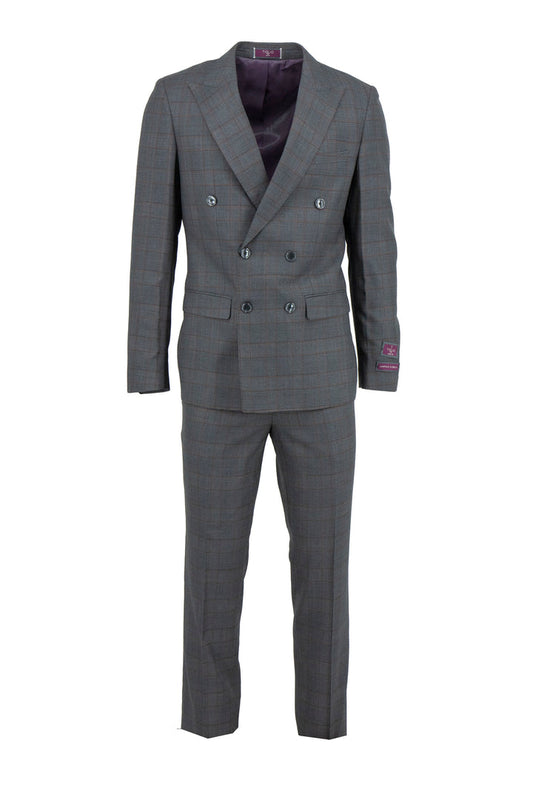The Tiglio Luxe Iron with Orange Windowpane Santorini Slim Fit Pure Wool Men’s Suit 150222/1 is a sophisticated choice, featuring a stylish pattern and premium craftsmanship for those seeking luxury men's attire.