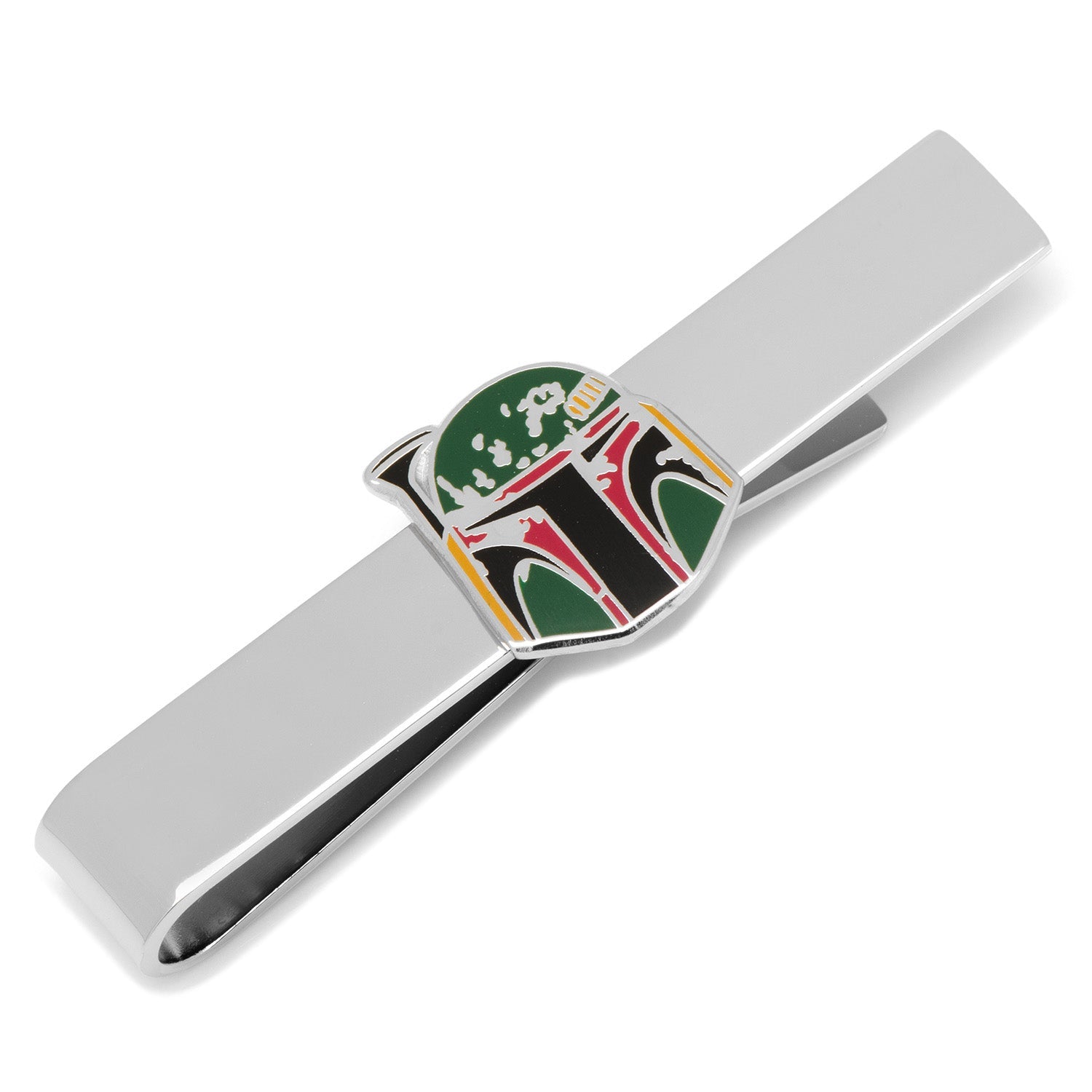 A black gift box from Cufflinks.com, its lid partially open, displays the Star Wars Boba Fett Cufflinks, Tie Bar, and Dress Socks Gift Set.