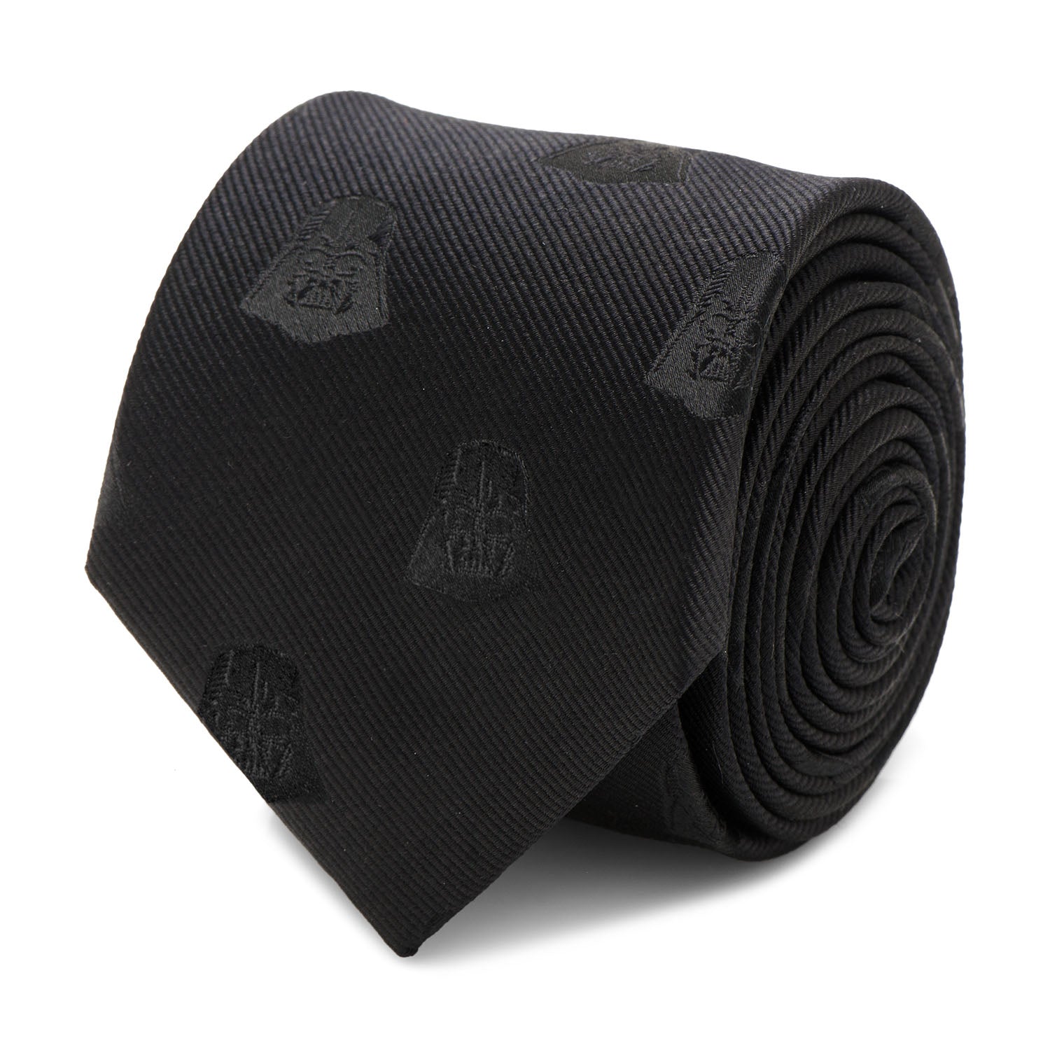 The Star Wars Darth Vader Black Tie by Cufflinks.com features a subtle helmet pattern—a sleek, stylish accessory for any Star Wars fan.