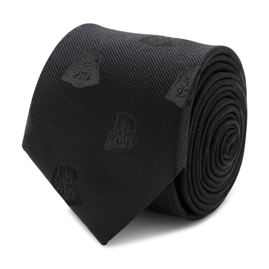 The Star Wars Darth Vader Black Tie by Cufflinks.com features a subtle helmet pattern—a sleek, stylish accessory for any Star Wars fan.