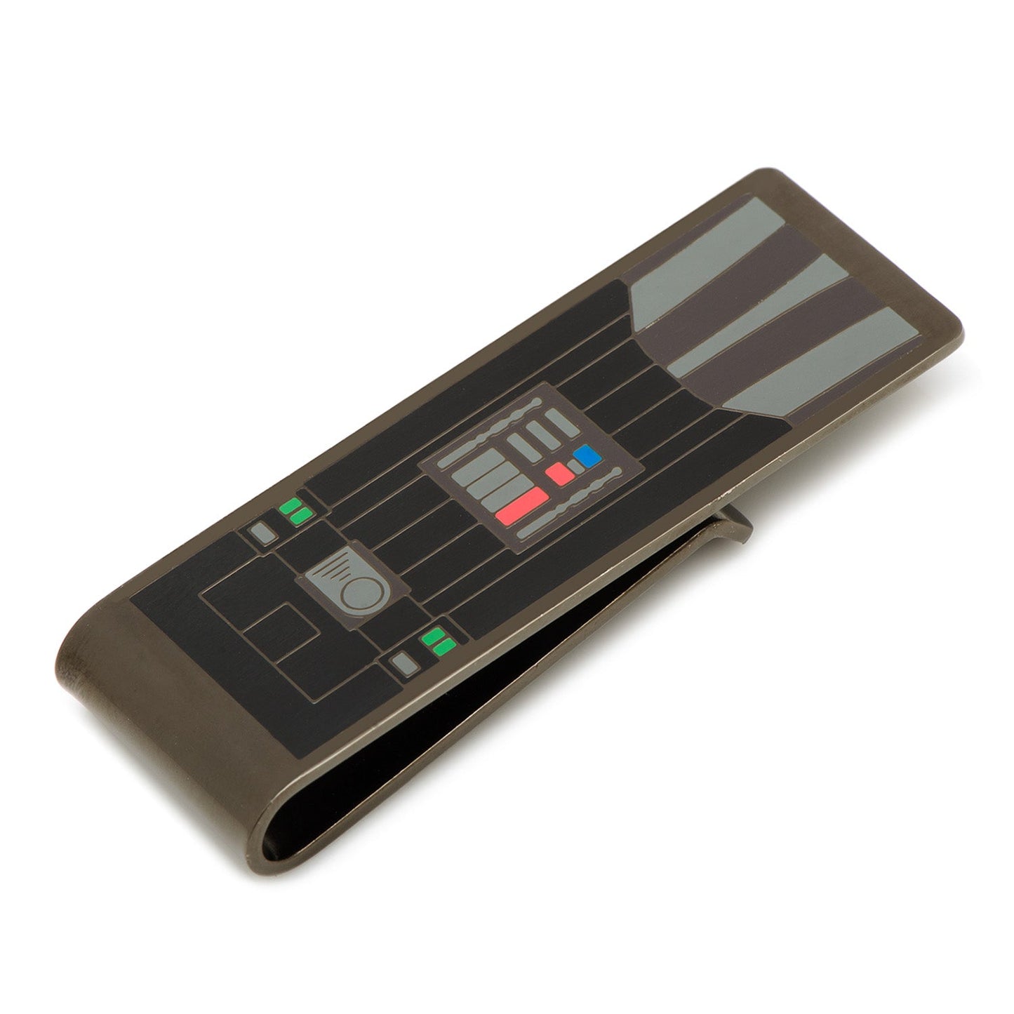 The Star Wars Darth Vader Chest Plate Money Clip by Cufflinks.com features a plated rectangular design inspired by Vader’s iconic chest panel—a great addition for Star Wars accessories collectors.