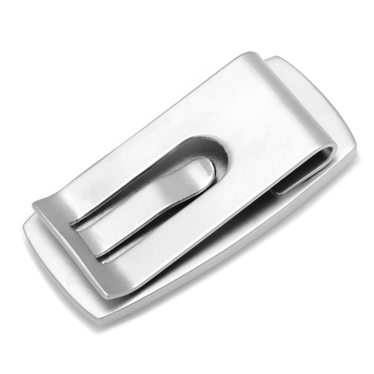 The Star Wars Darth Vader Cushion Money Clip by Cufflinks.com is a rectangular silver accessory with a black face, featuring a white outline of Darth Vader's helmet—an officially licensed Lucasfilm product for fans.