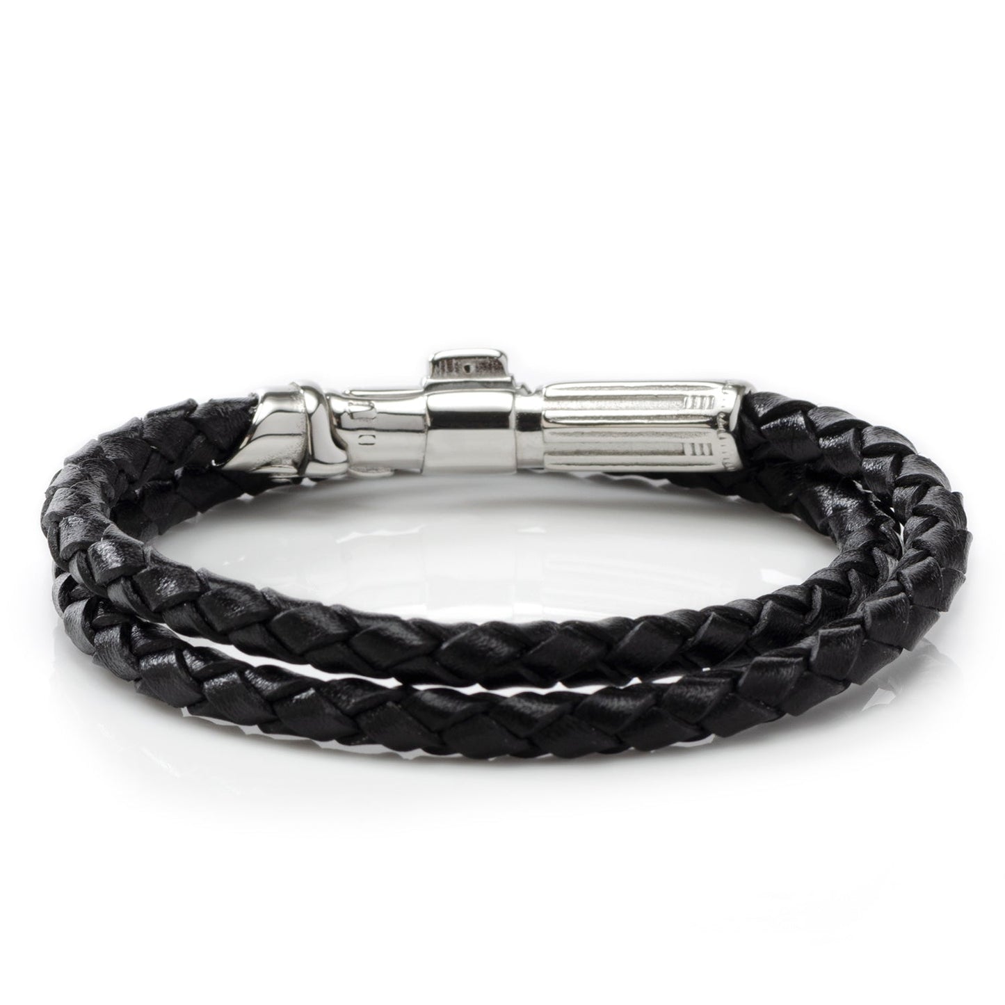 The Star Wars Darth Vader Light Saber Bracelet from Cufflinks.com features black braided leather and a silver clasp inspired by Darth Vader’s lightsaber—a must-have for any Star Wars jewelry collector.