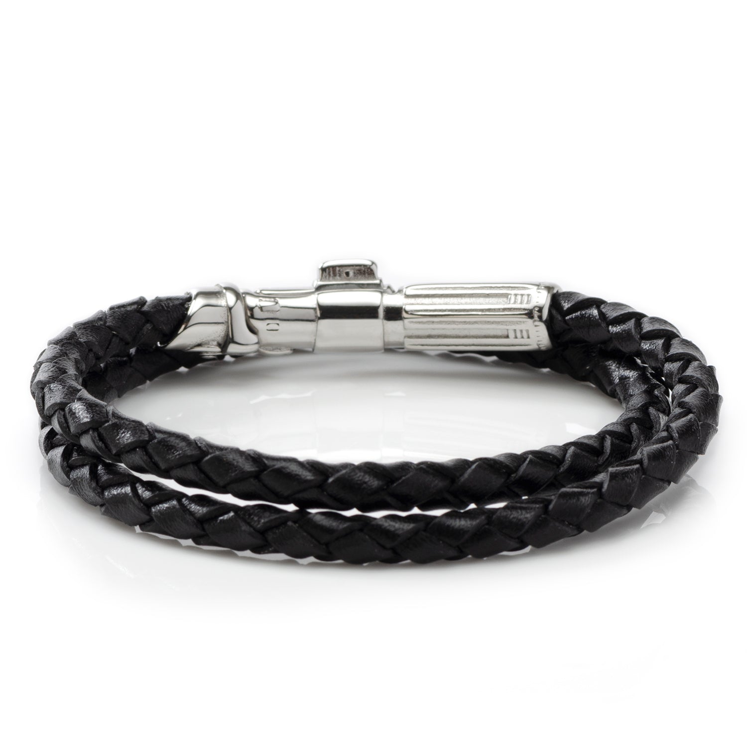 The Star Wars Darth Vader Light Saber Bracelet from Cufflinks.com features black braided leather and a silver clasp inspired by Darth Vader’s lightsaber—a must-have for any Star Wars jewelry collector.