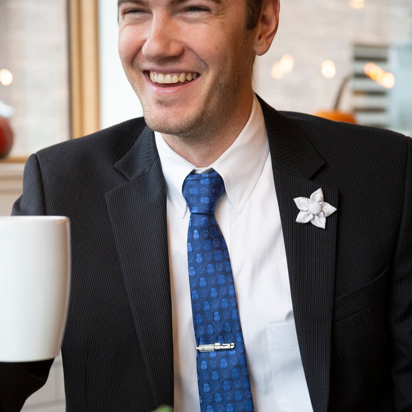 The Star Wars Darth Vader Light Saber Bracelet and Tie Clip Gift Set by Cufflinks.com features a black braided leather bracelet with lightsaber clasp and a matching tie clip—an ideal gift for any Star Wars fan.