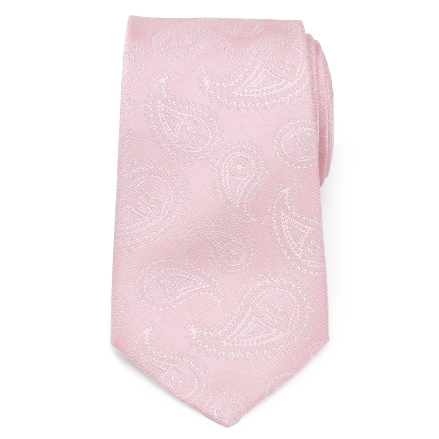 The Star Wars Darth Vader Pink Paisley Silk Tie by Cufflinks.com is shown rolled up on a white background.