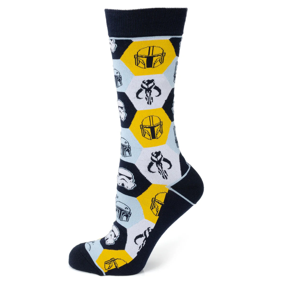The Star Wars Mandalorian and Mythosaur Dress Socks and Lapel Pin Gift Set by Cufflinks.com includes Mandalorian-themed socks and a matching lapel pin—an ideal gift for any fan.