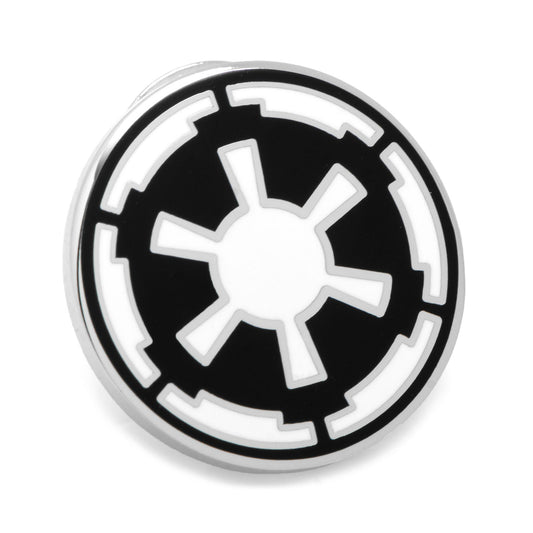 The Star Wars Imperial Crest Lapel Pin by Cufflinks.com is a licensed black-and-white accessory featuring the iconic Empire emblem with a central hexagon and radiating spokes.