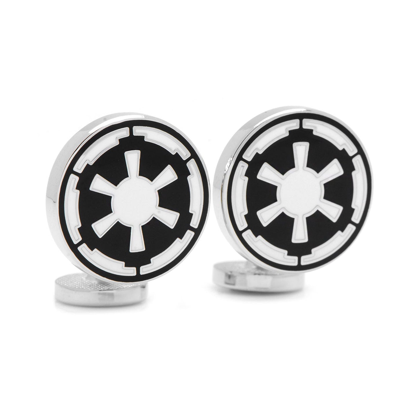 Star Wars Imperial Crest Cufflinks by Cufflinks.com feature the iconic black and white Galactic Empire emblem—an ideal accessory for any Star Wars fan.