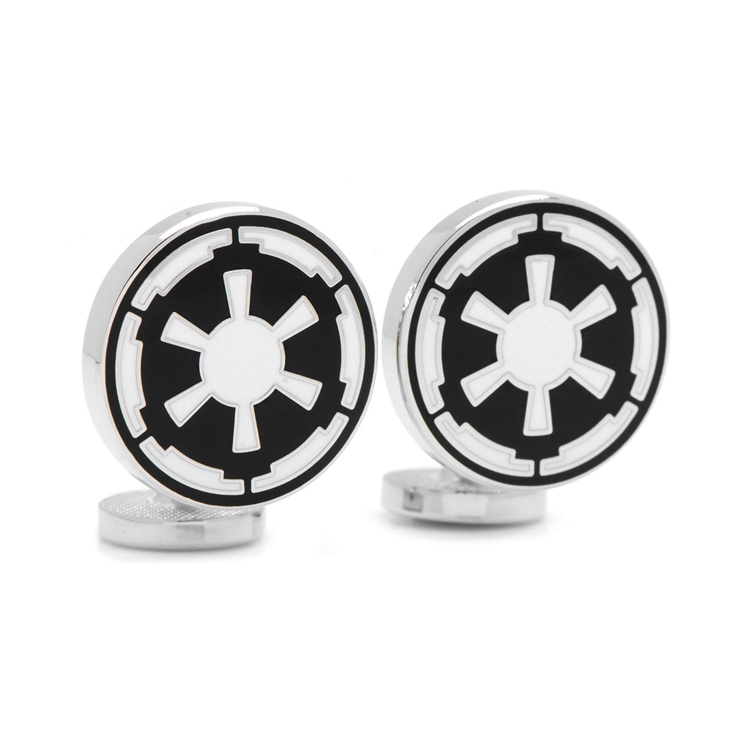 Star Wars Imperial Crest Cufflinks by Cufflinks.com feature the iconic black and white Galactic Empire emblem—an ideal accessory for any Star Wars fan.
