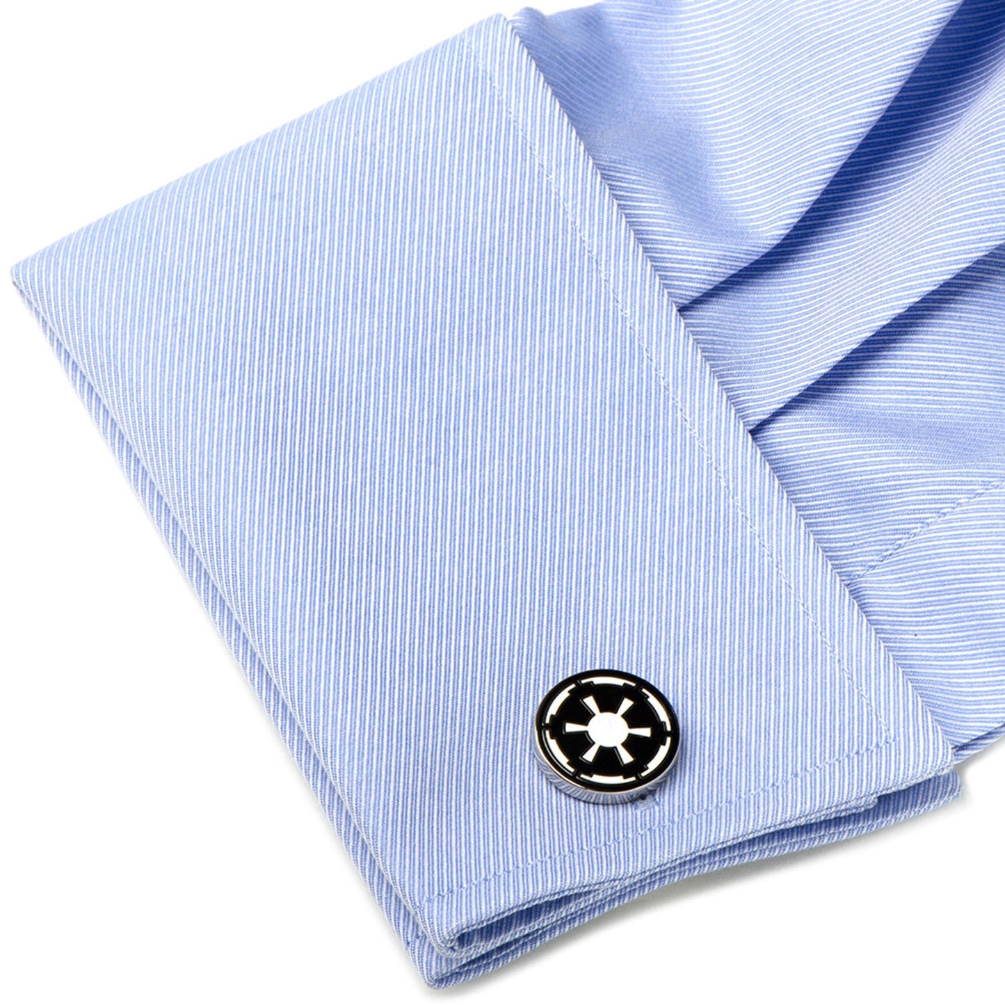 Star Wars Imperial Crest Cufflinks by Cufflinks.com feature the iconic black and white Galactic Empire emblem—an ideal accessory for any Star Wars fan.
