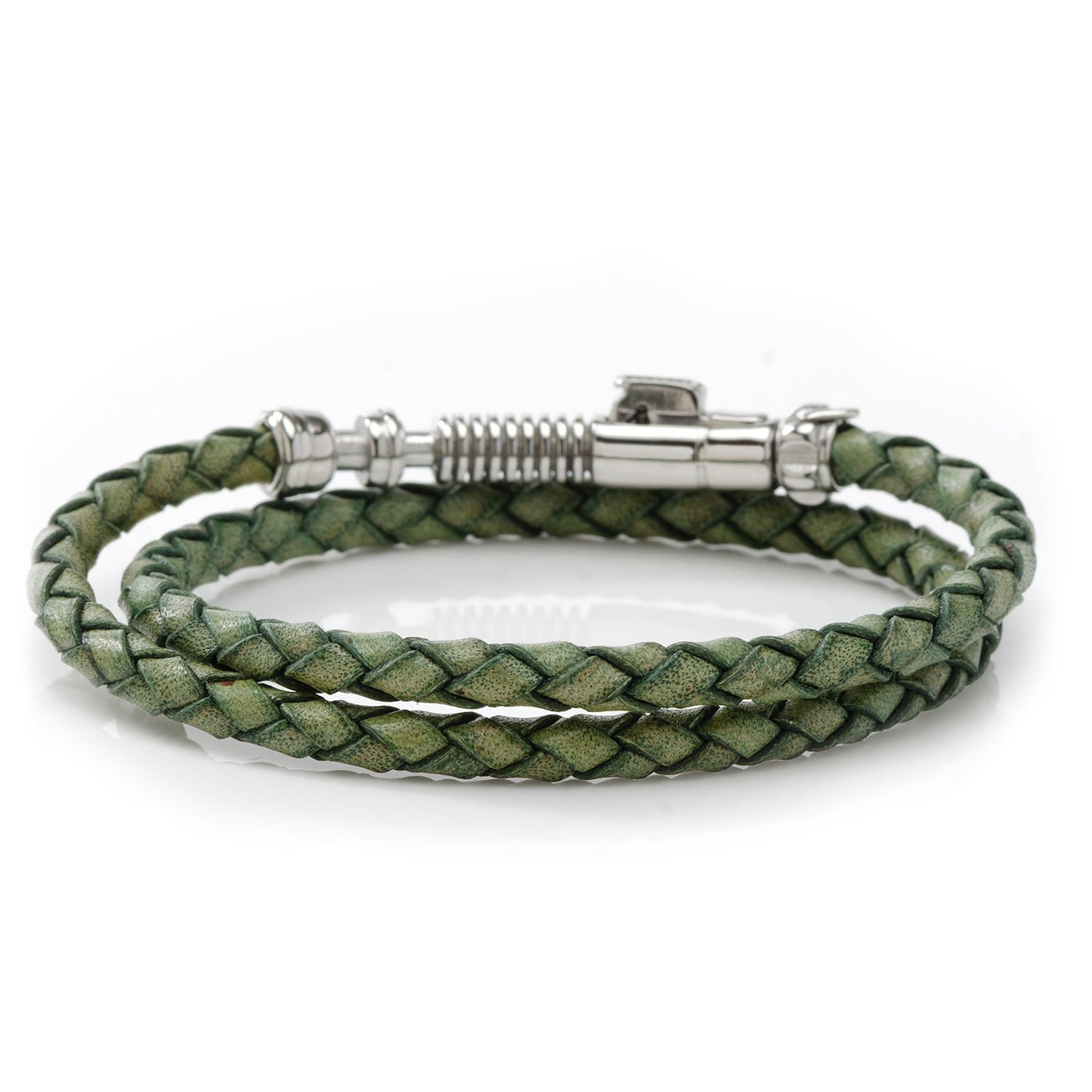 The Star Wars Luke Skywalker LIGHTSABER Bracelet by Cufflinks.com is a green men's leather bracelet with a metallic clasp inspired by Luke's lightsaber—ideal for any fan’s collection.