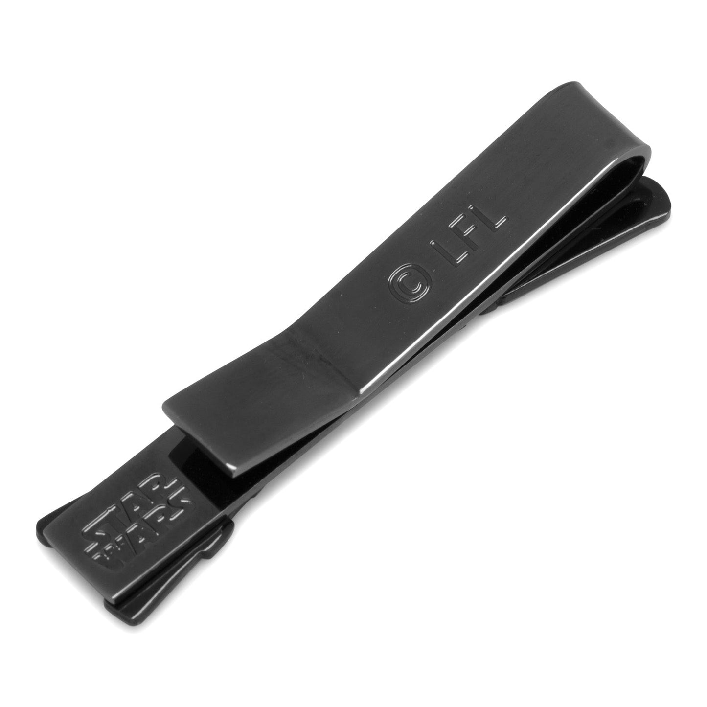 The Cufflinks.com Star Wars Darth Vader and Luke Skywalker LIGHTSABER Battle Tie Bar features crossed red and green lightsabers with black handles—a stylish accessory for any Star Wars fan.