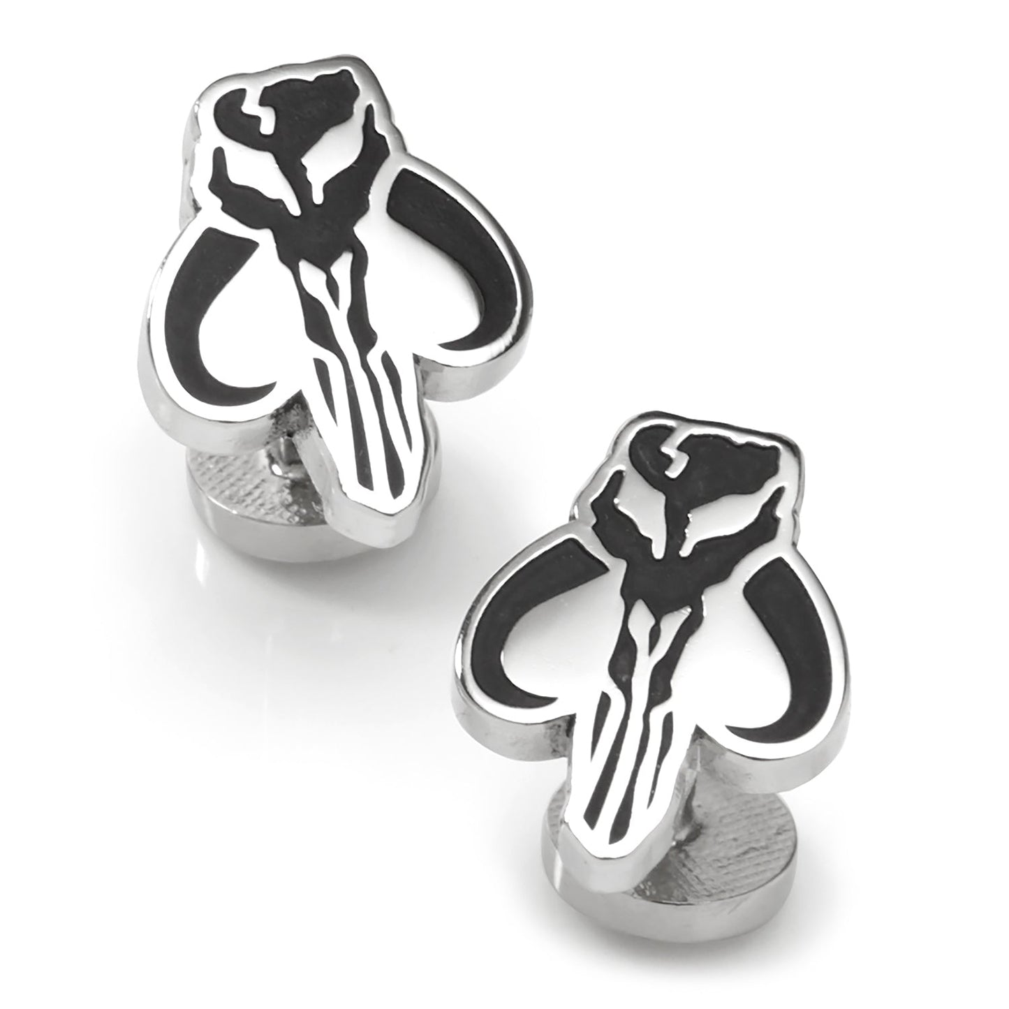 The Star Wars Mandalorian Mythosaur Cufflinks and Tie Bar Gift Set by Cufflinks.com, officially licensed by Lucasfilm, is shown on a white background.