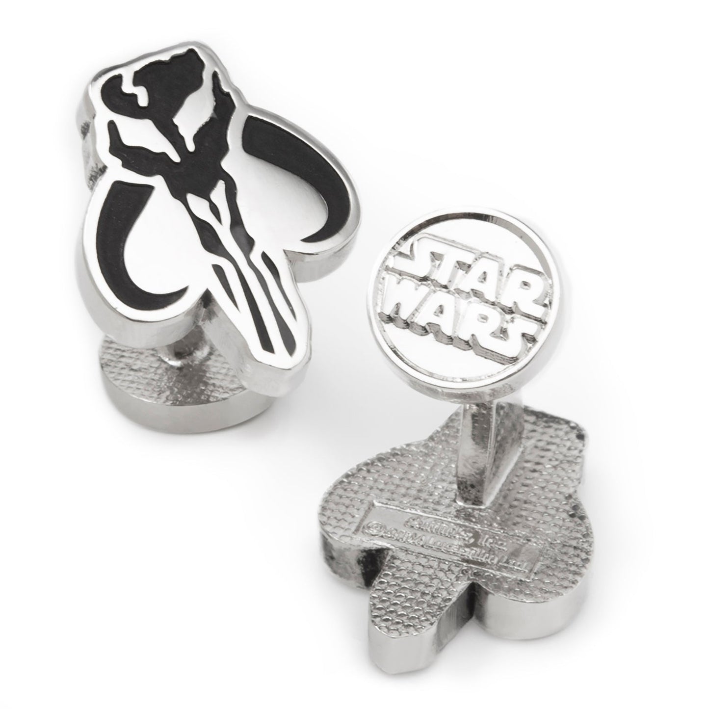 The Star Wars Mandalorian Mythosaur Cufflinks and Tie Bar Gift Set by Cufflinks.com, officially licensed by Lucasfilm, is shown on a white background.