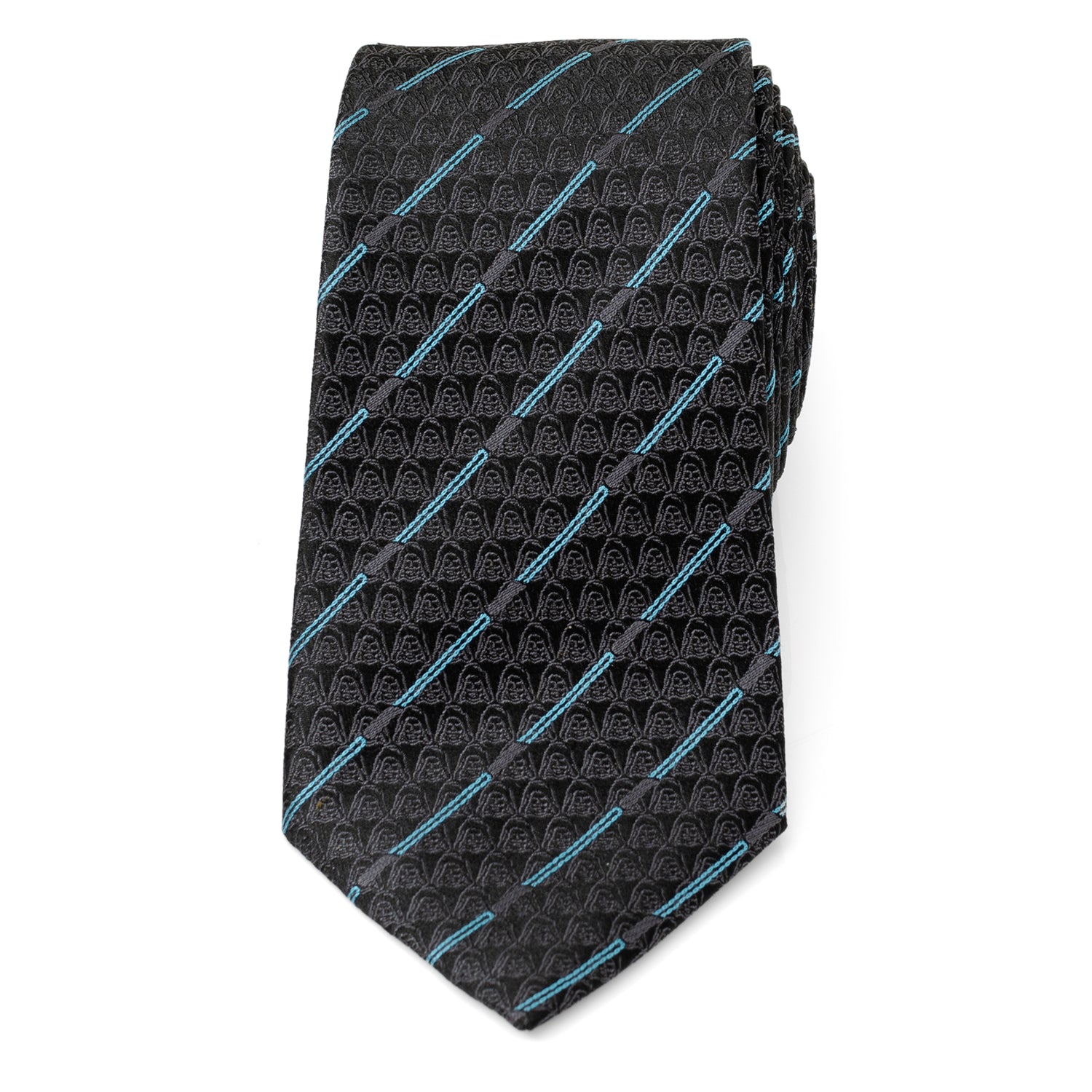 A black men's Star Wars tie by Cufflinks.com featuring a repeating Obi-Wan Kenobi lightsaber pattern—ideal for fans who want a subtle touch of the Force.